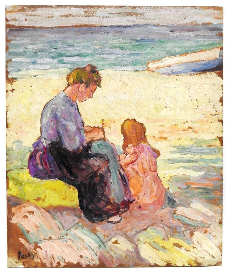 Null Jean Miscelas PESKE (1870-1949)
Mère et fille à la plage.
Huile sur carton &hellip;