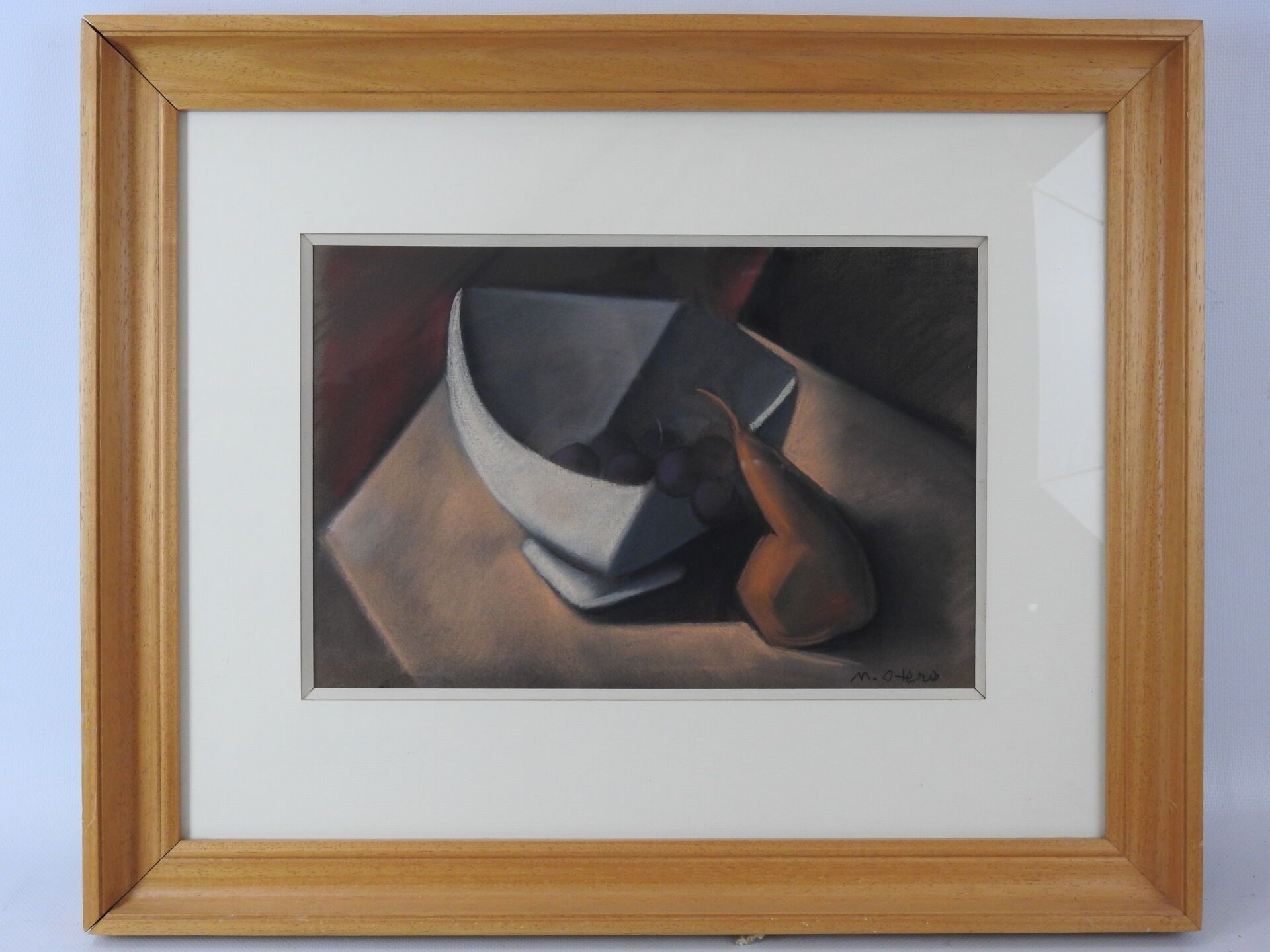 Null Mariano OTERO (Born in 1942): Still life with a pear. Pastel. Signed lower &hellip;