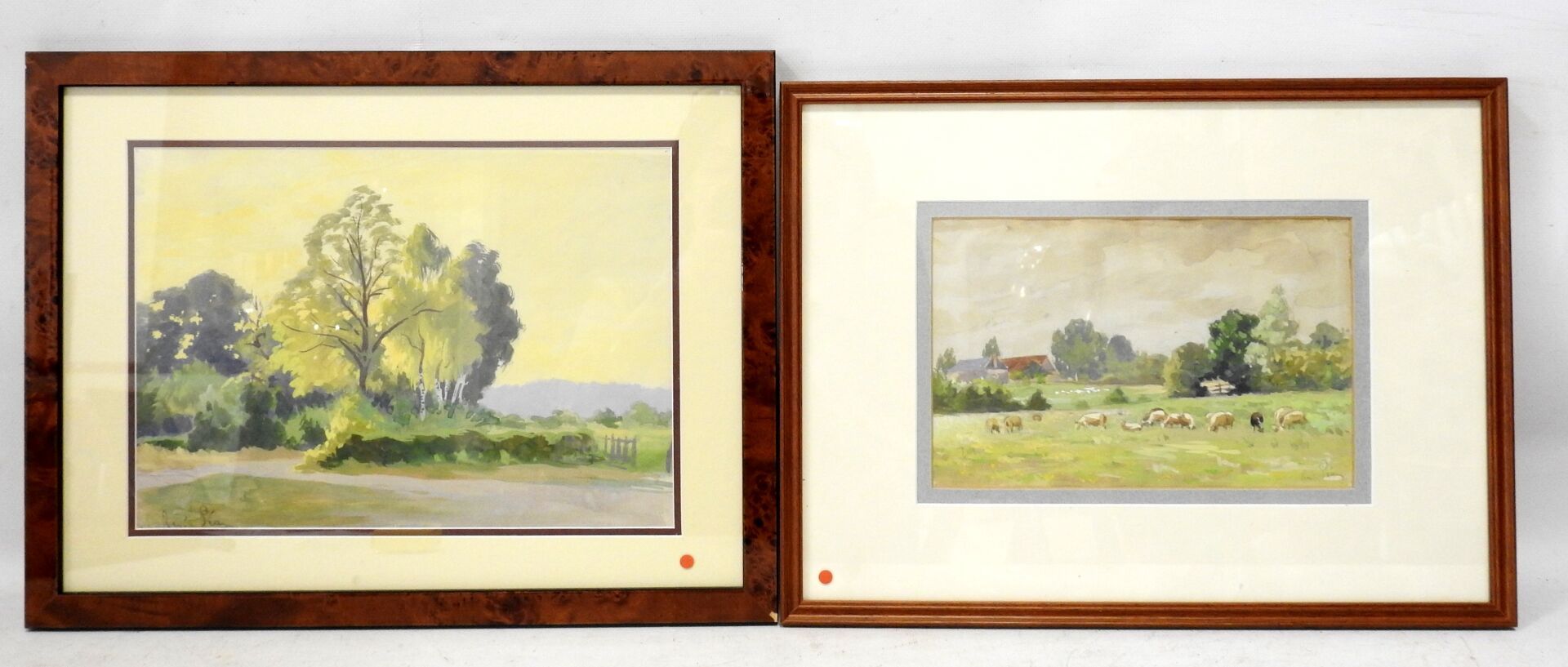 Null René PEAN (1875-1955) : Paysages sarthois. Gouache et aquarelle sur papier.&hellip;