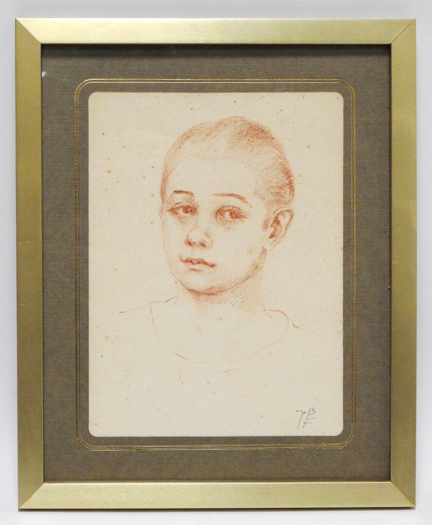 Null 一个沉思的年轻人的肖像。
Jacomet工艺。右下方有石墨签名的 "IBF"。
22,5 x 16,5厘米的视线。
有些褪色。