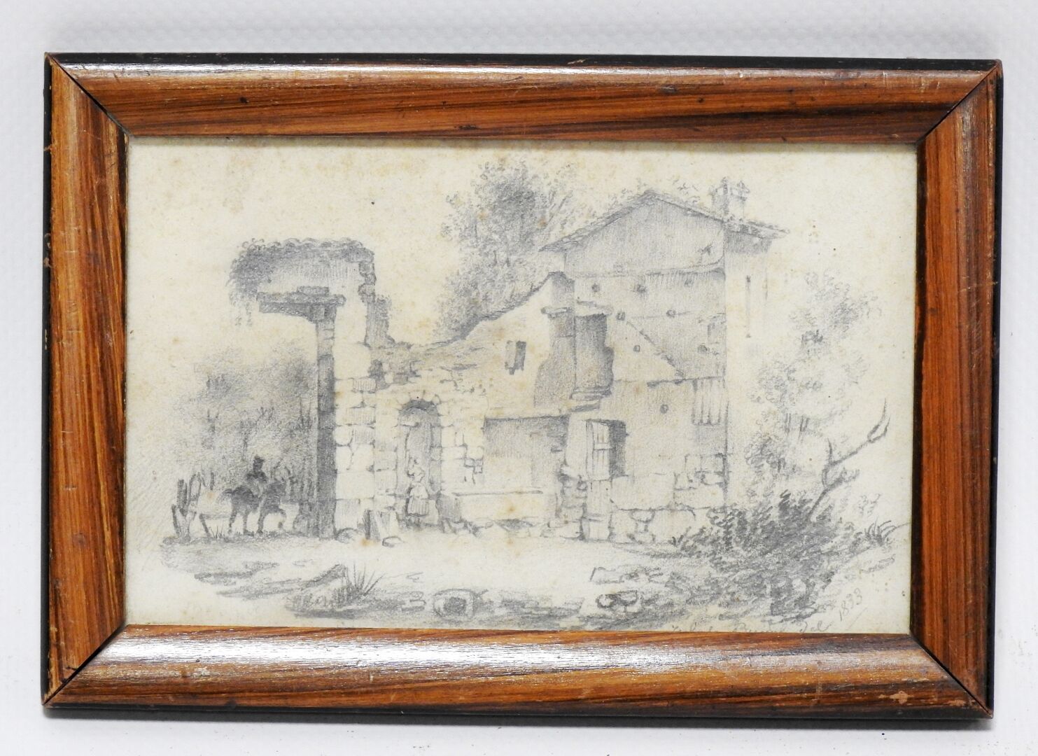 Null Jules BUVAL - 19世纪
毁灭。
铅笔画。右下方有签名和日期1833年。
8,5 x 13,5 cm at sight.
有些褪色。
