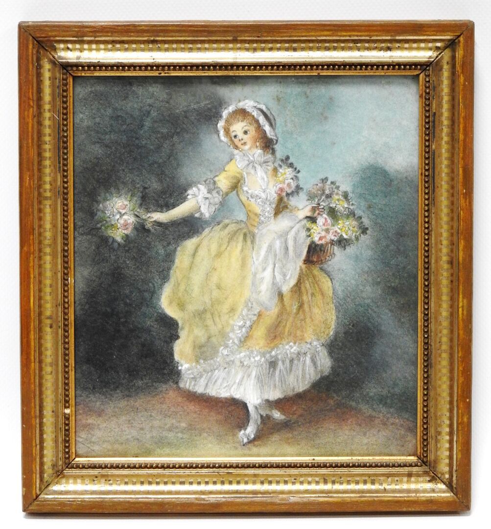 Null SCUOLA FRANCESE - XX secolo
La ragazza dei fiori.
Tecnica mista.
22 x 20 cm&hellip;