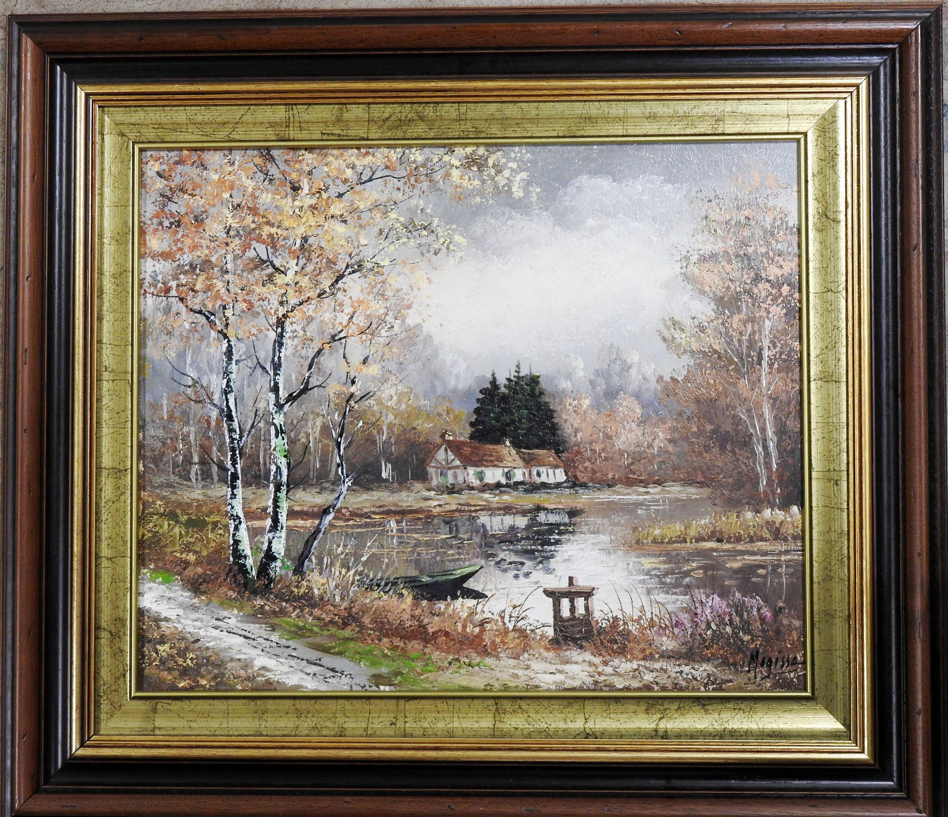 Null 罗伯特-莫吉塞(生于1933年)
索洛涅的风景，池塘的丛林。布面油画，右下方有签名。
38 x 46 cm
附有艺术家出具的真实性证明。