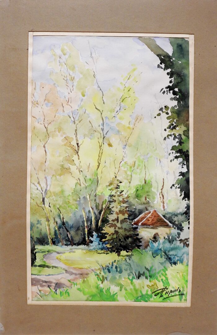 Null DUPUIS - XXth
Factory in the forest.
Watercolor. Signed on the bottom right&hellip;