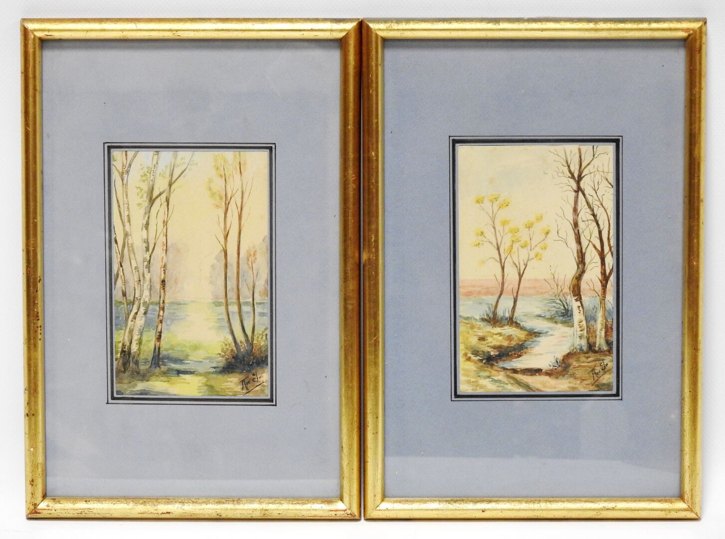 Null FRENCH SCHOOL - XXth century
The pond and the lake.
Pair of watercolors. Be&hellip;