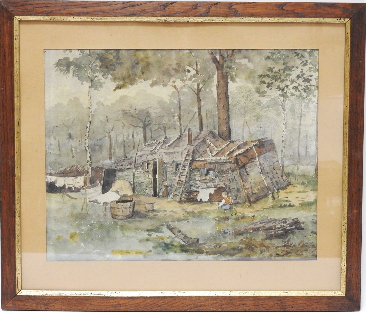 Null 法国学校--19世纪
树林中的小屋
水彩画
32 x 41 cm at sight