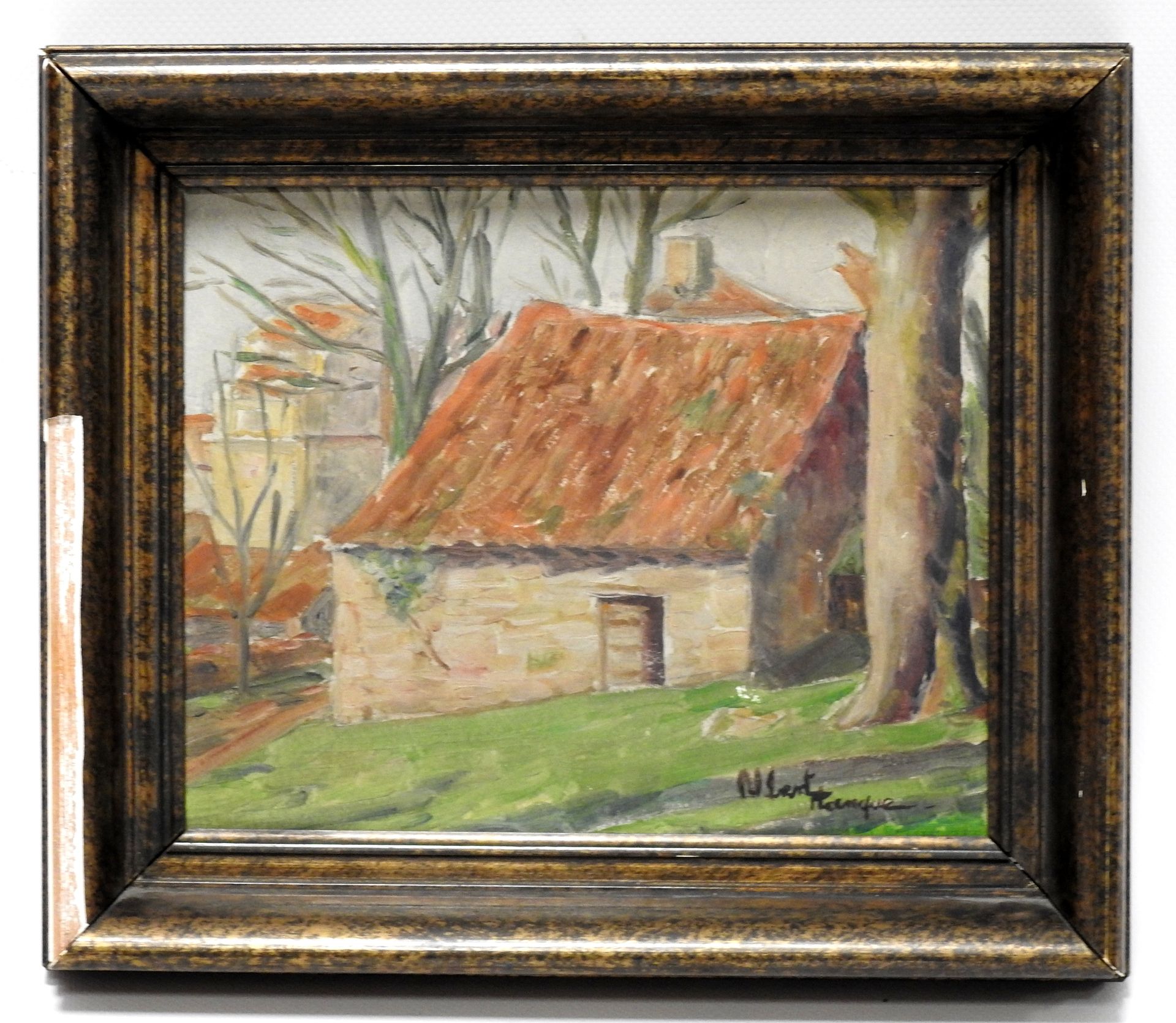 Null Albert PLANQUE - XXth century
Factory at the foot of a tree.
Oil on cardboa&hellip;