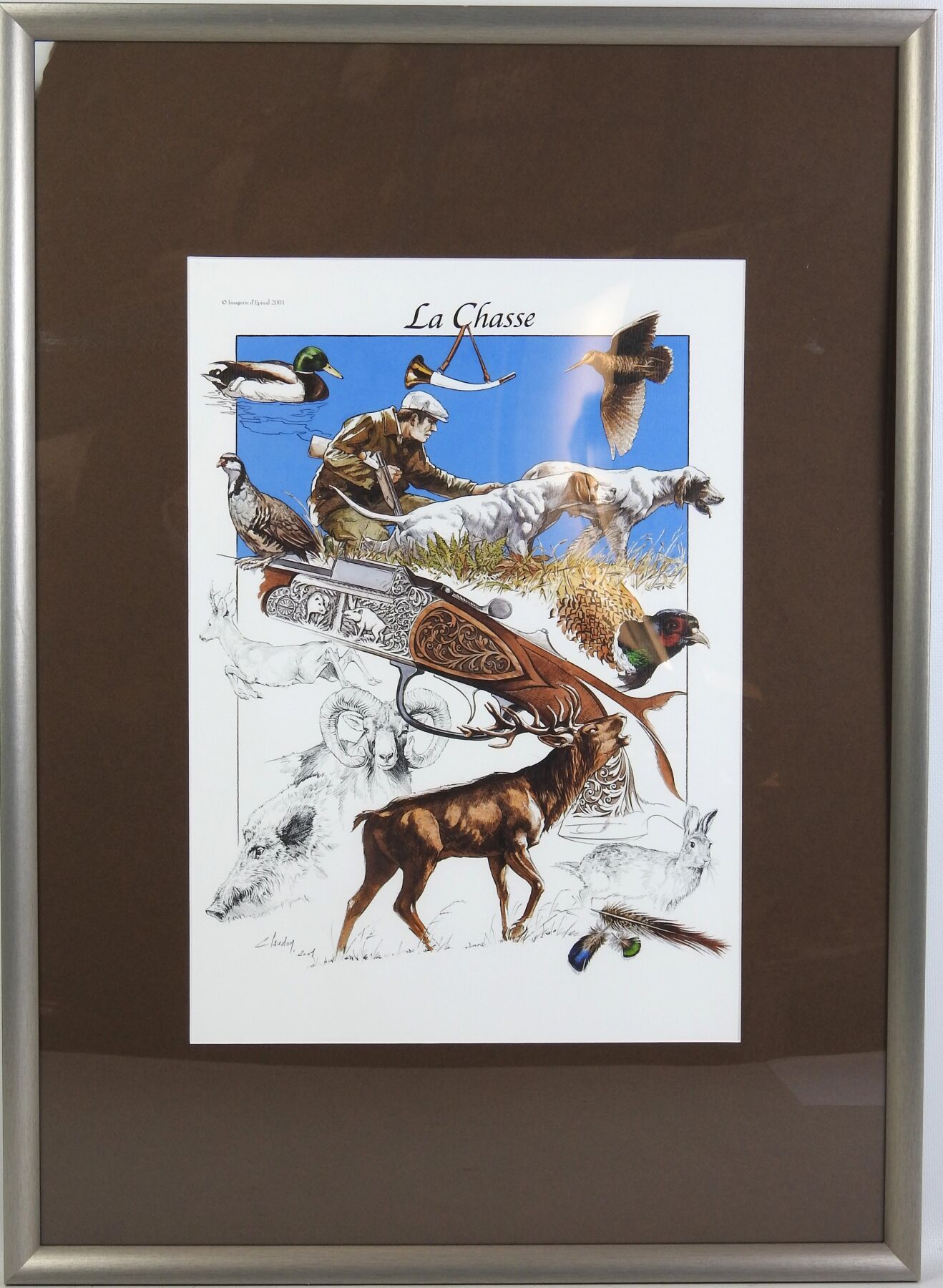 Null Olivier Claudon born 1963: Poster "LA CHASSE" printed by IMAGERIE D'EPINAL &hellip;