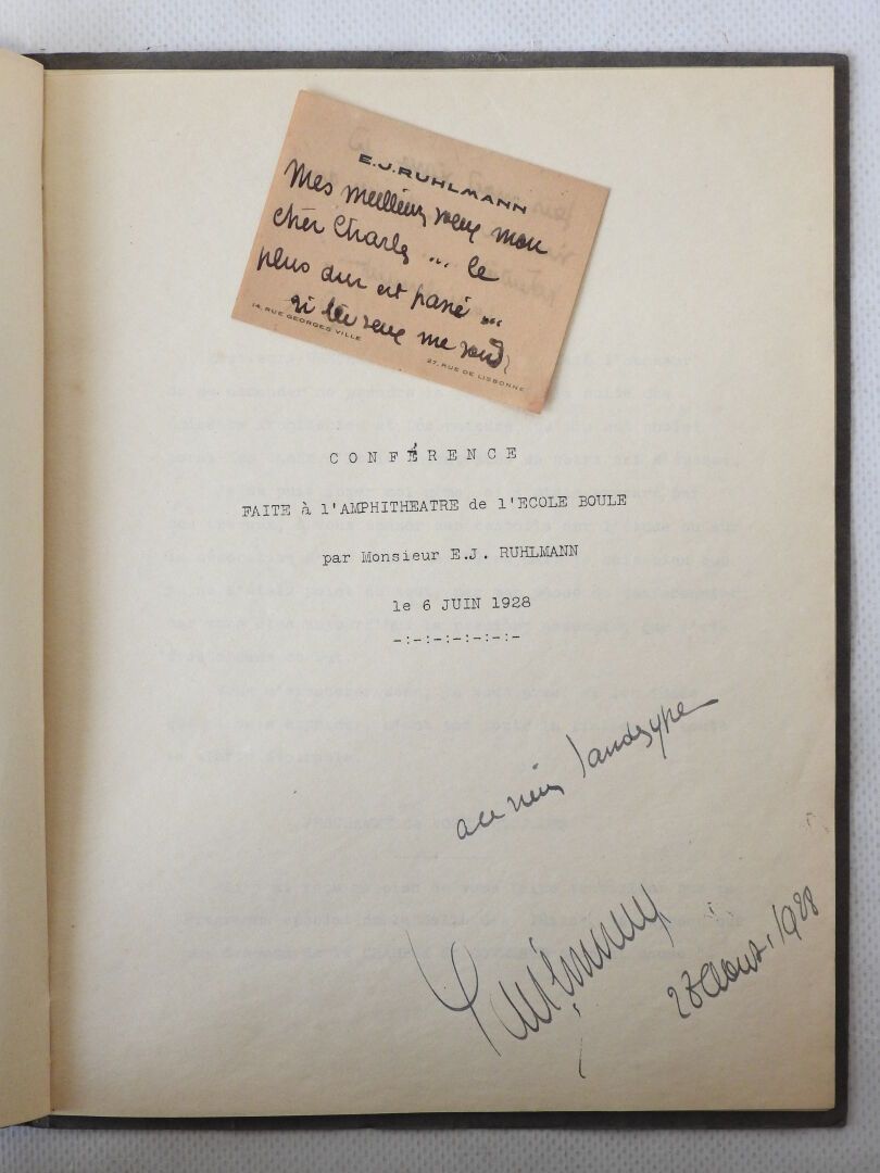 Null Jacques-Émile RUHLMANN (1879-1933)
Dossier dactylographié de la Conférence &hellip;
