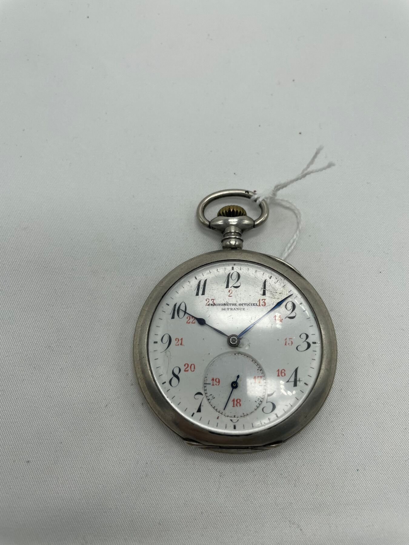 Null Chronomètre officiel de France, montre à gousset, boitier en argent poinçon&hellip;