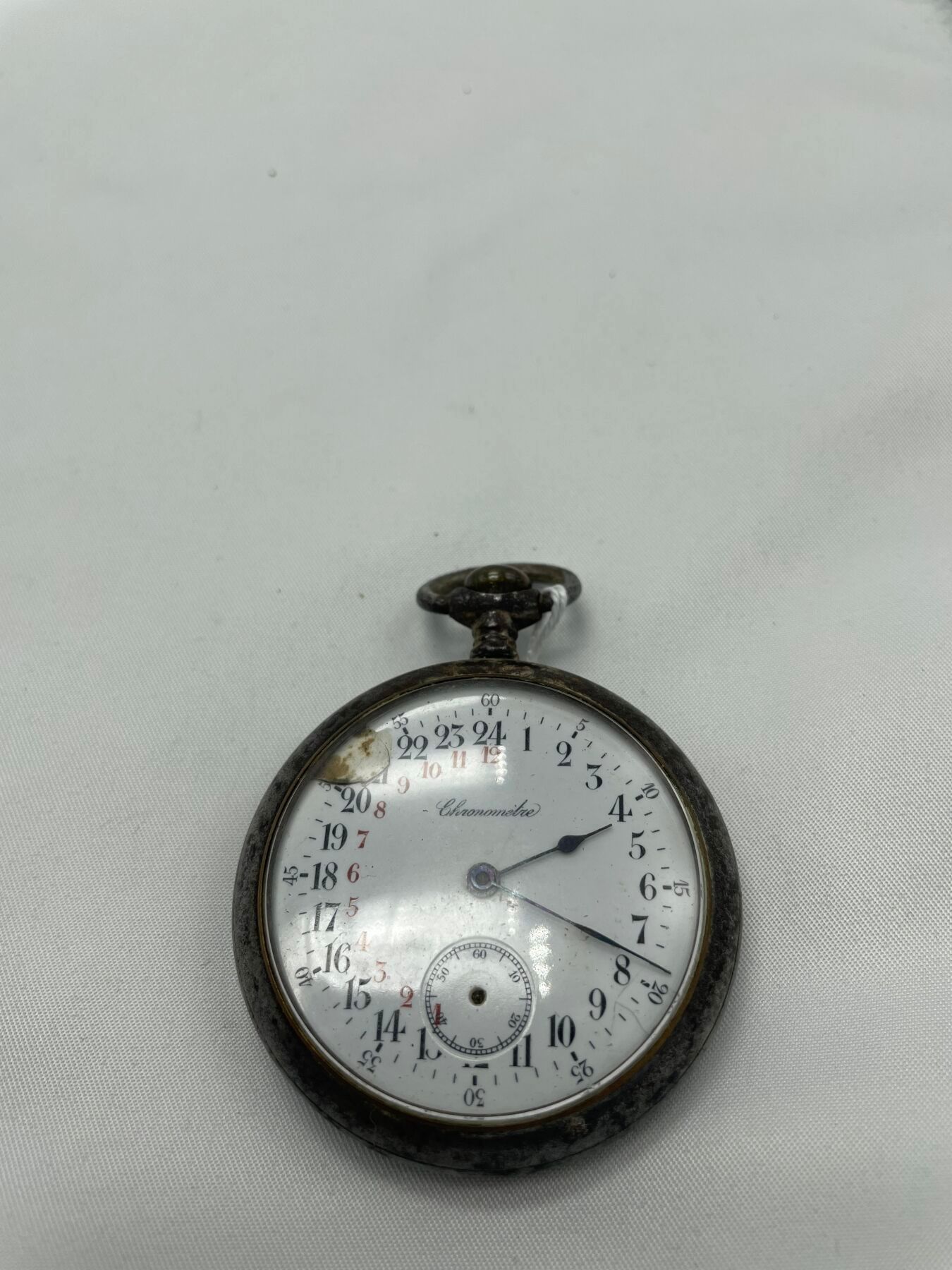 Null Chronometer, blued steel pocket watch, mechanical movement, 24-hour "miner'&hellip;