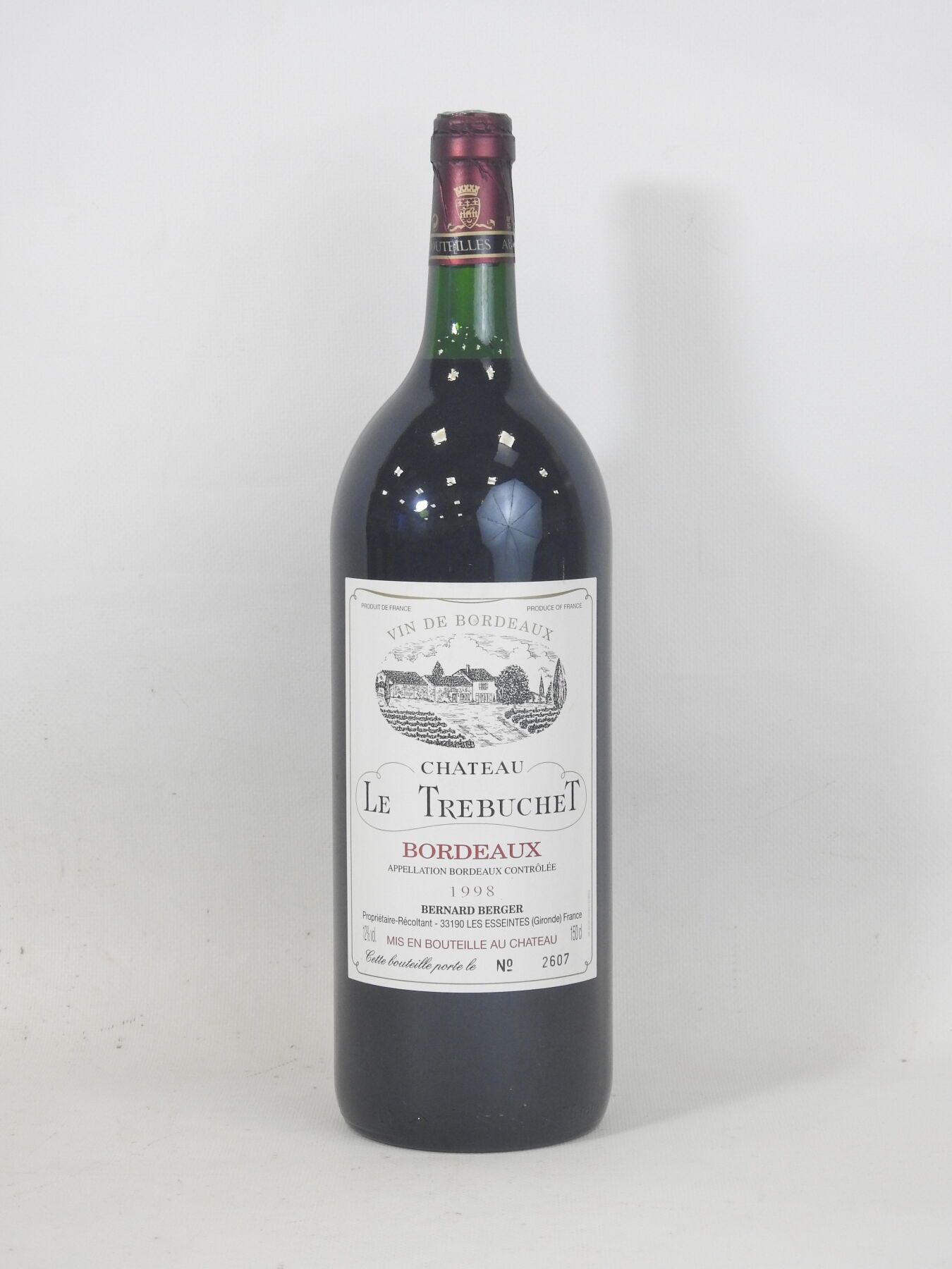 Null 1 Magnumflasche Château Le Trébuchet Bordeaux. Bernard Berger. 1998