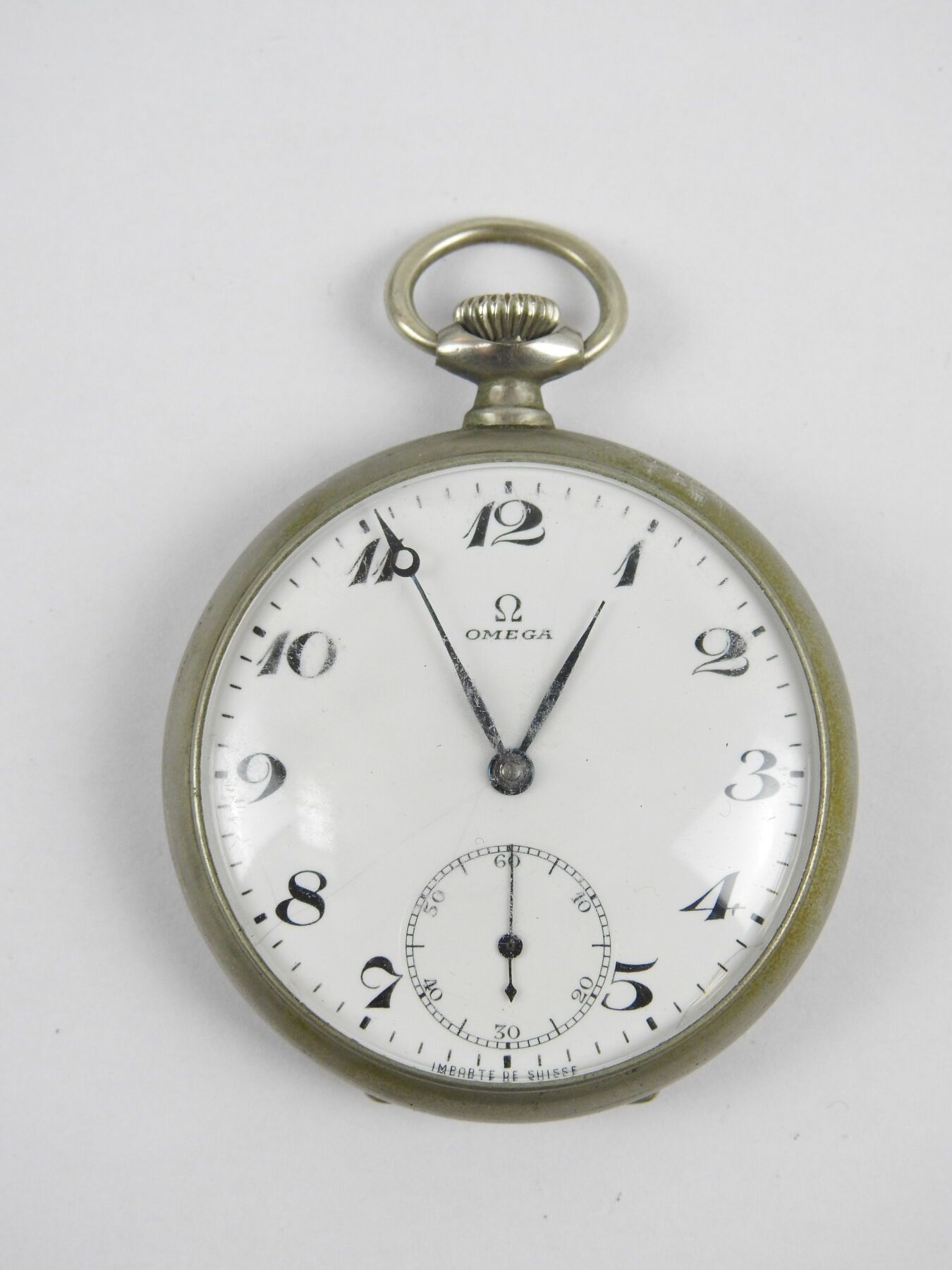 Null OMEGA. Pocket watch with metal case. In working order.