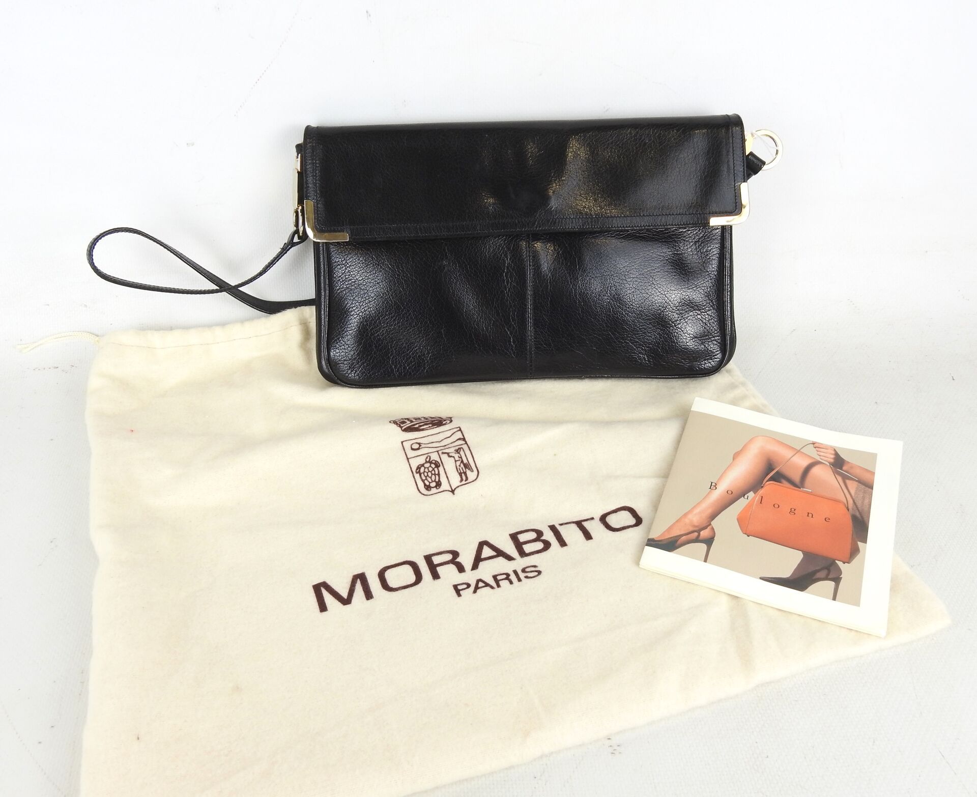 Null MORABITO: Abendtasche aus schwarzem Leder mit Schulterriemen. H. 16 - L. 26&hellip;