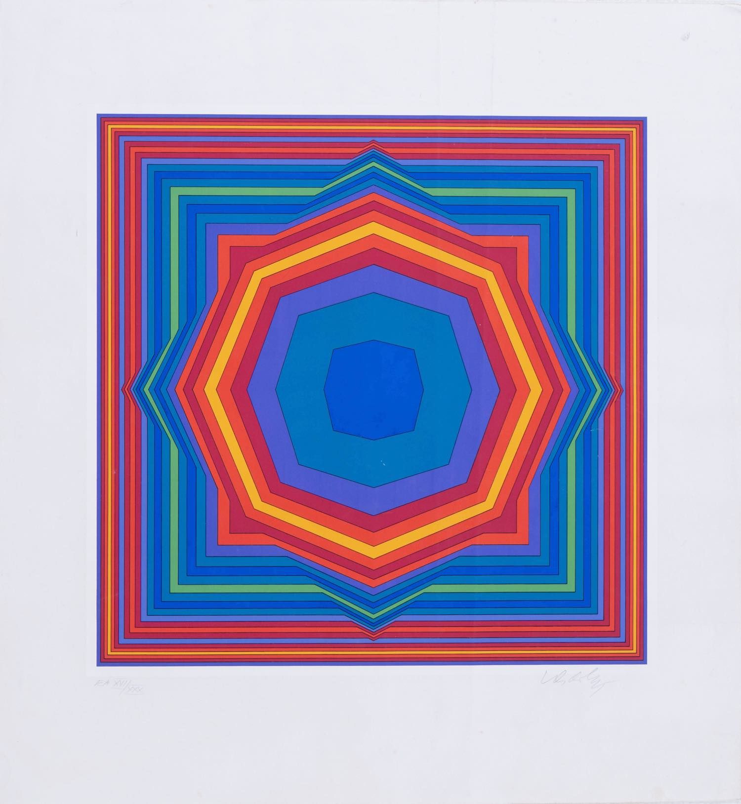 Victor Vasarely (Pécs 1906 - Parigi 1997), “Composizione”. Serigrafia a colori s&hellip;