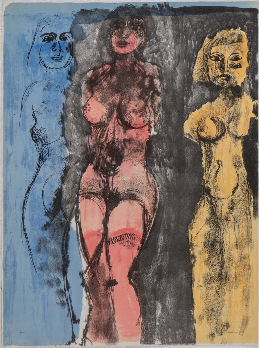 Bruno Cassinari (Piacenza 1912 – Milano 1992), “Figure femminili”. 纸上彩色石版画，右下角有签&hellip;