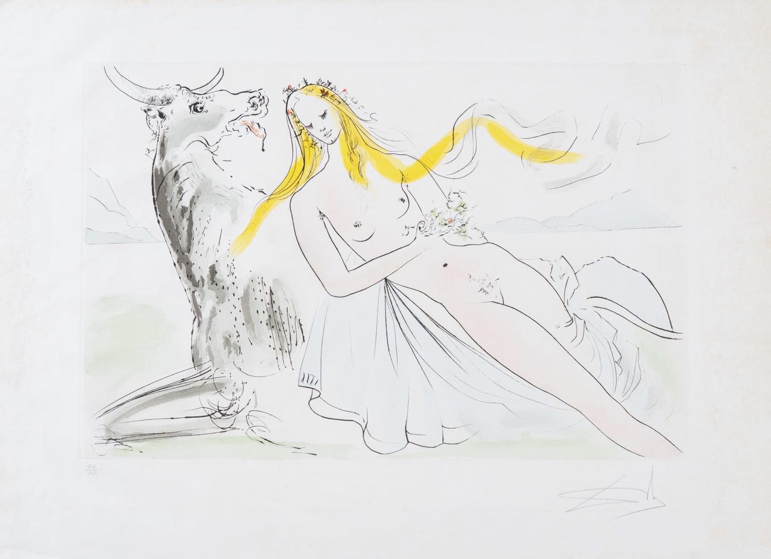 Salvador Dalí (Figueres 1904 – 1989), “L’enlèvement d’Europe”. 彩色水印蚀刻在纸上，右下角署名达利&hellip;