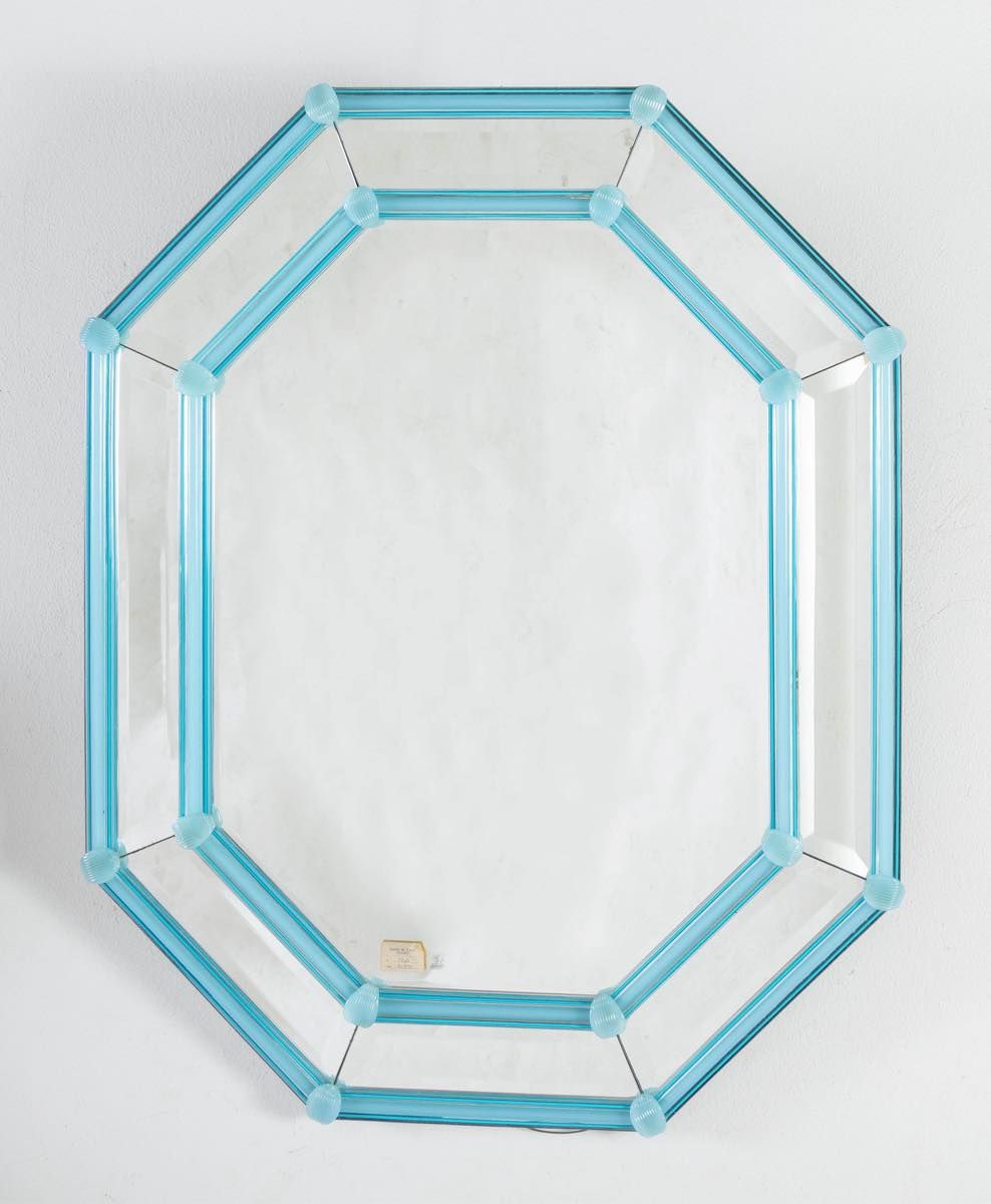 Manifattura Muranese, Specchiera ottagonale con cornice a doppio bordo in vetro &hellip;