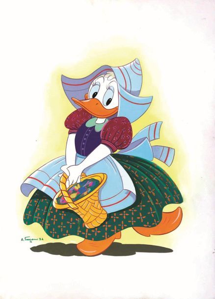 Ambrogio Vergani, Paperina Daisy Duck illustration originale, 1972. Technique mi&hellip;