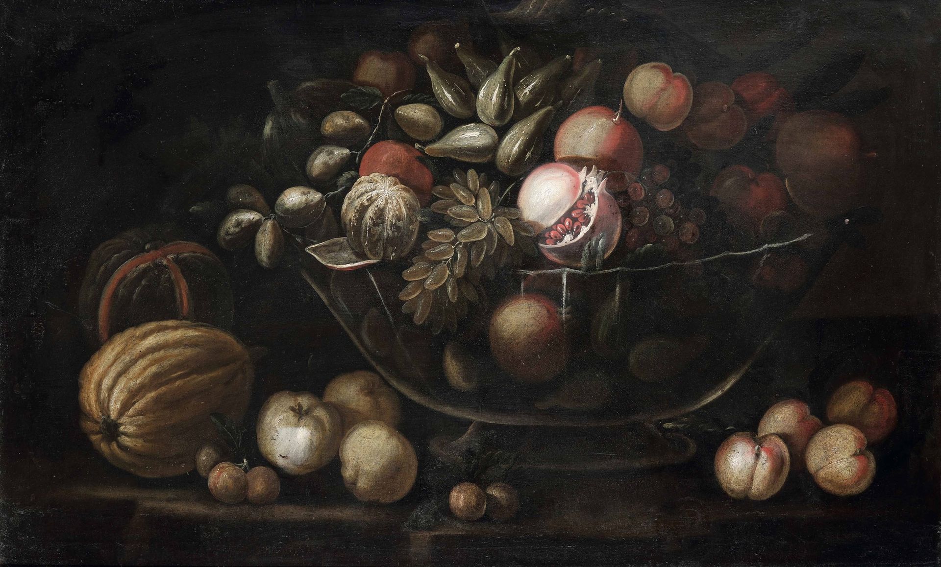 Scuola toscana del XVII secolo, Nature morte con canestri di frutti coppia di di&hellip;