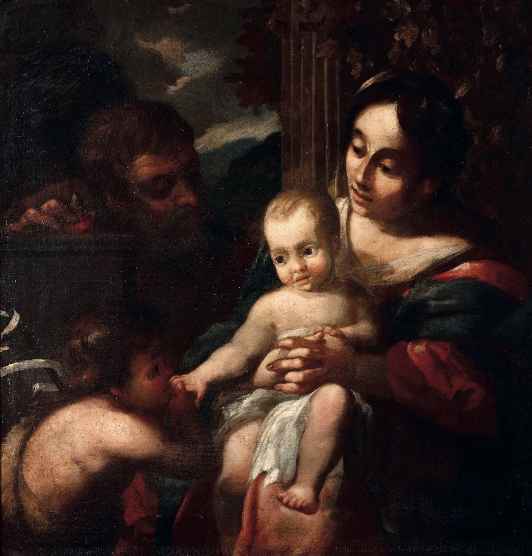 Scuola italiana del XVII secolo, Sacra Famiglia con San Giovannino olio su tela,&hellip;