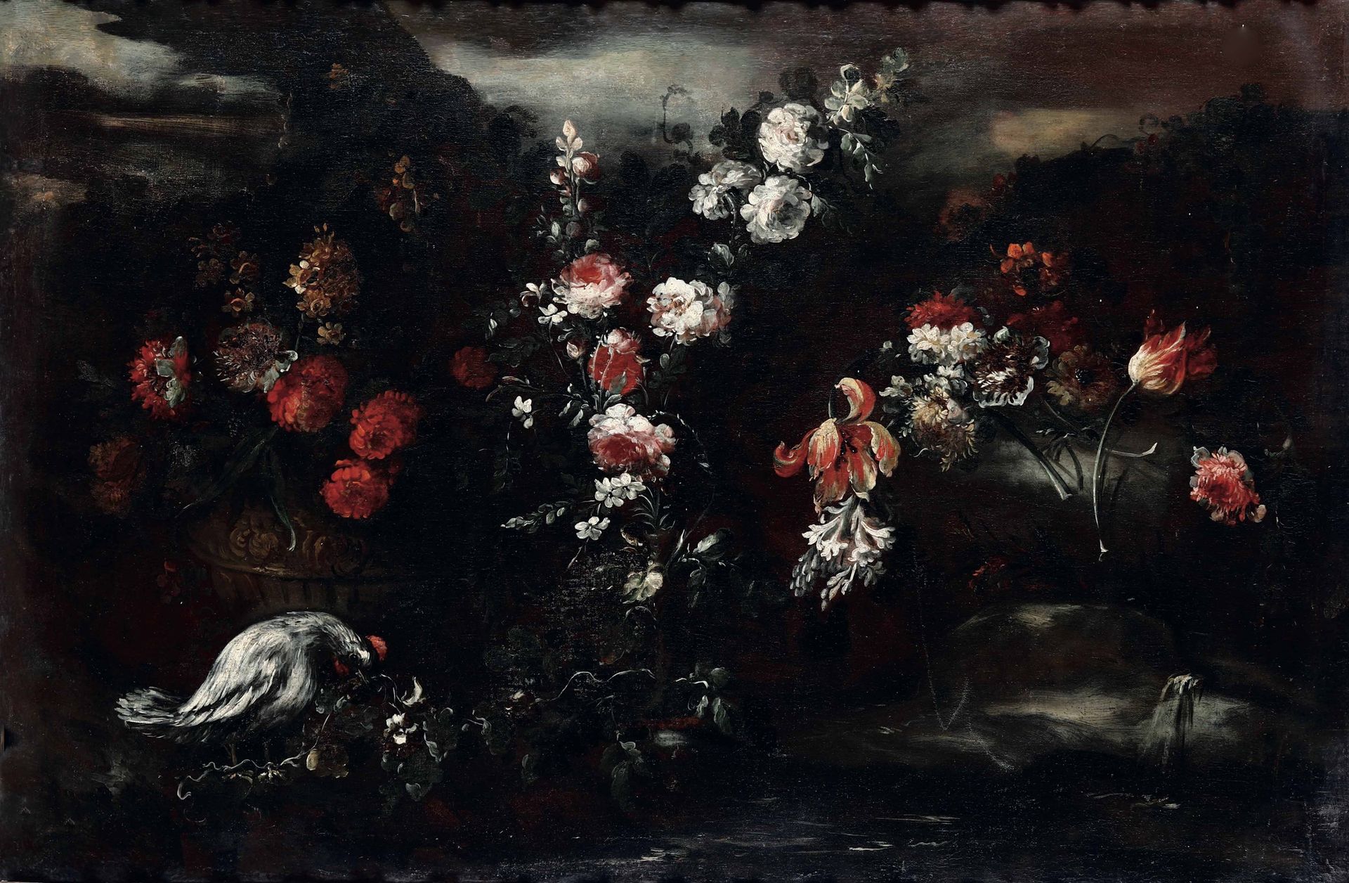 Margherita Caffi (Cremona 1650- Milano 1710), Nature morte con vasi di fiori 四幅布&hellip;