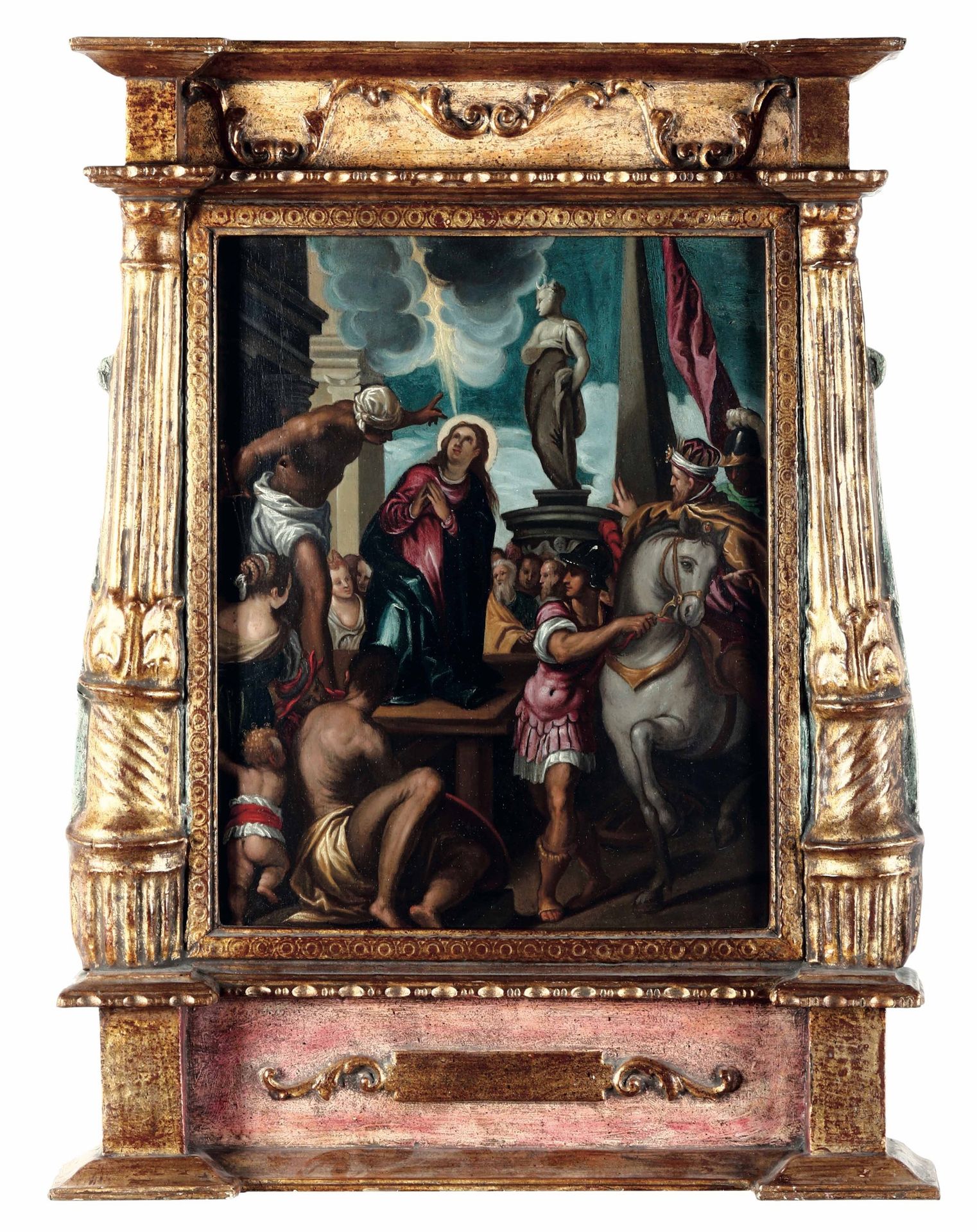 Antonio Vassilacchi (Milo 1556 - Venezia 1629), Martirio di una santa 板面油画，cm 41&hellip;