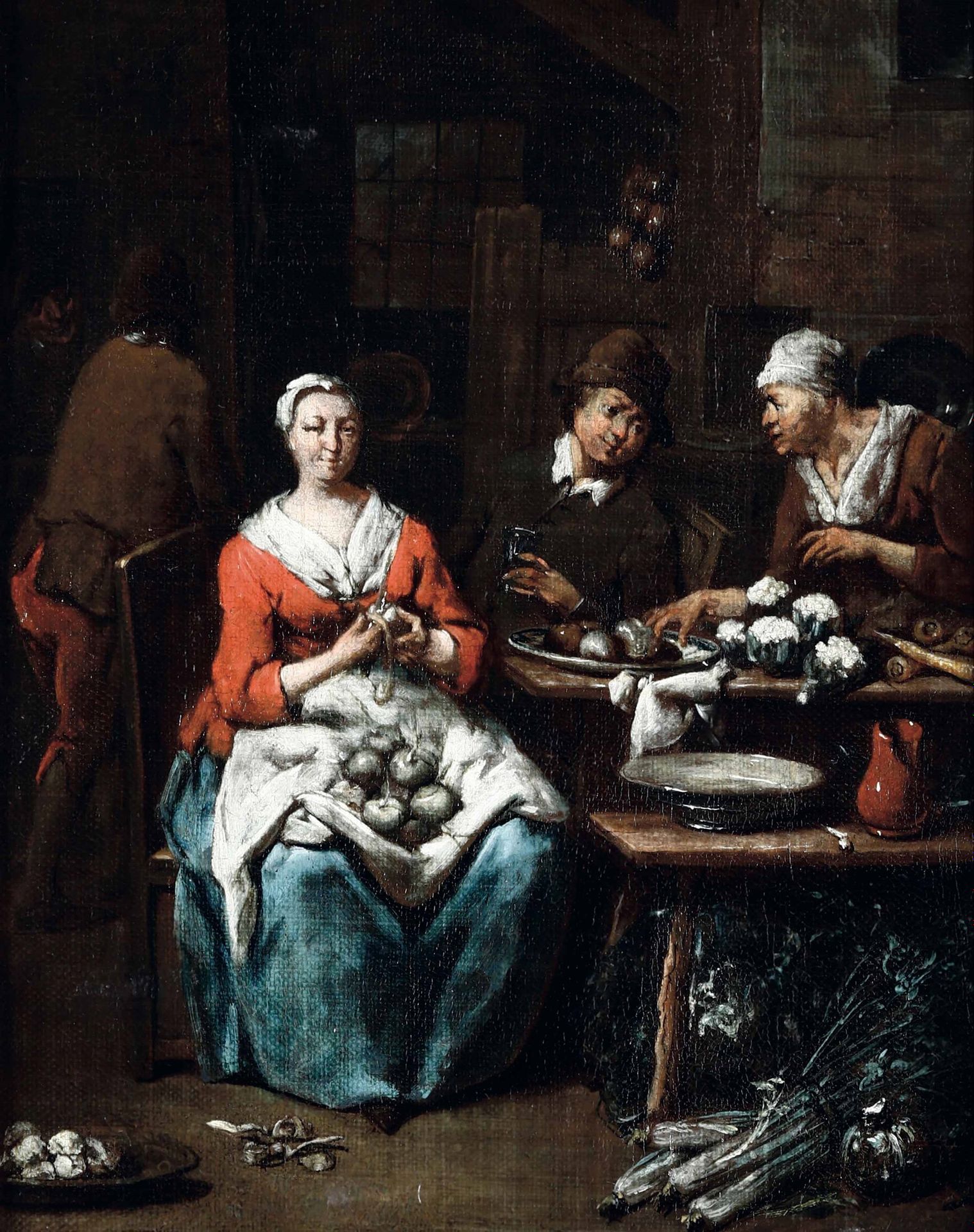 Jan Baptist Lambrechts (Anversa 1680-1731), Interno di locanda con donna che sbu&hellip;