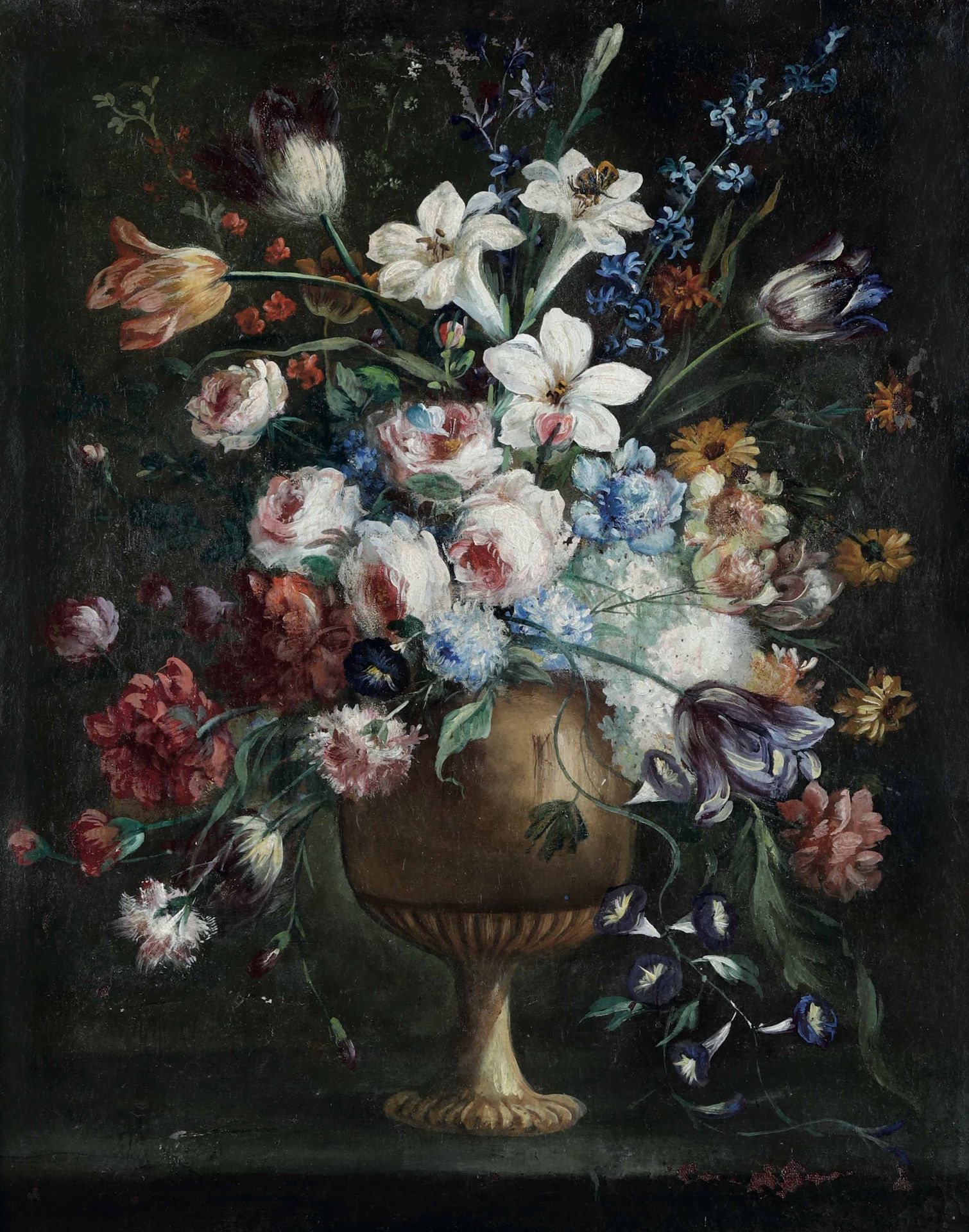 Scuola italiana del XVIII secolo, Nature morte con vasi di fiori Paar Ölgemälde &hellip;