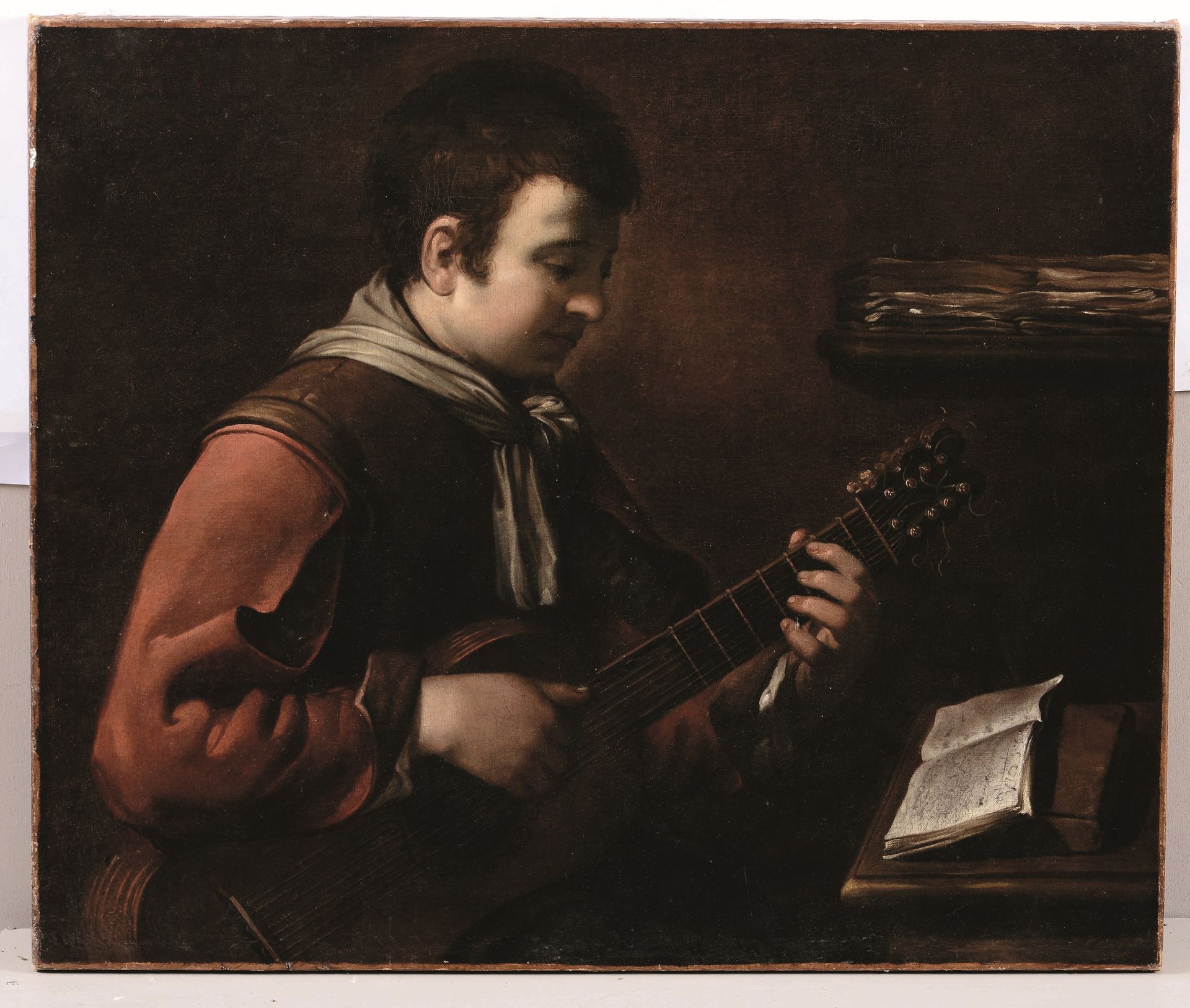 Scuola bolognese del XVII secolo, Ritratto di giovane musico Öl auf Leinwand, cm&hellip;