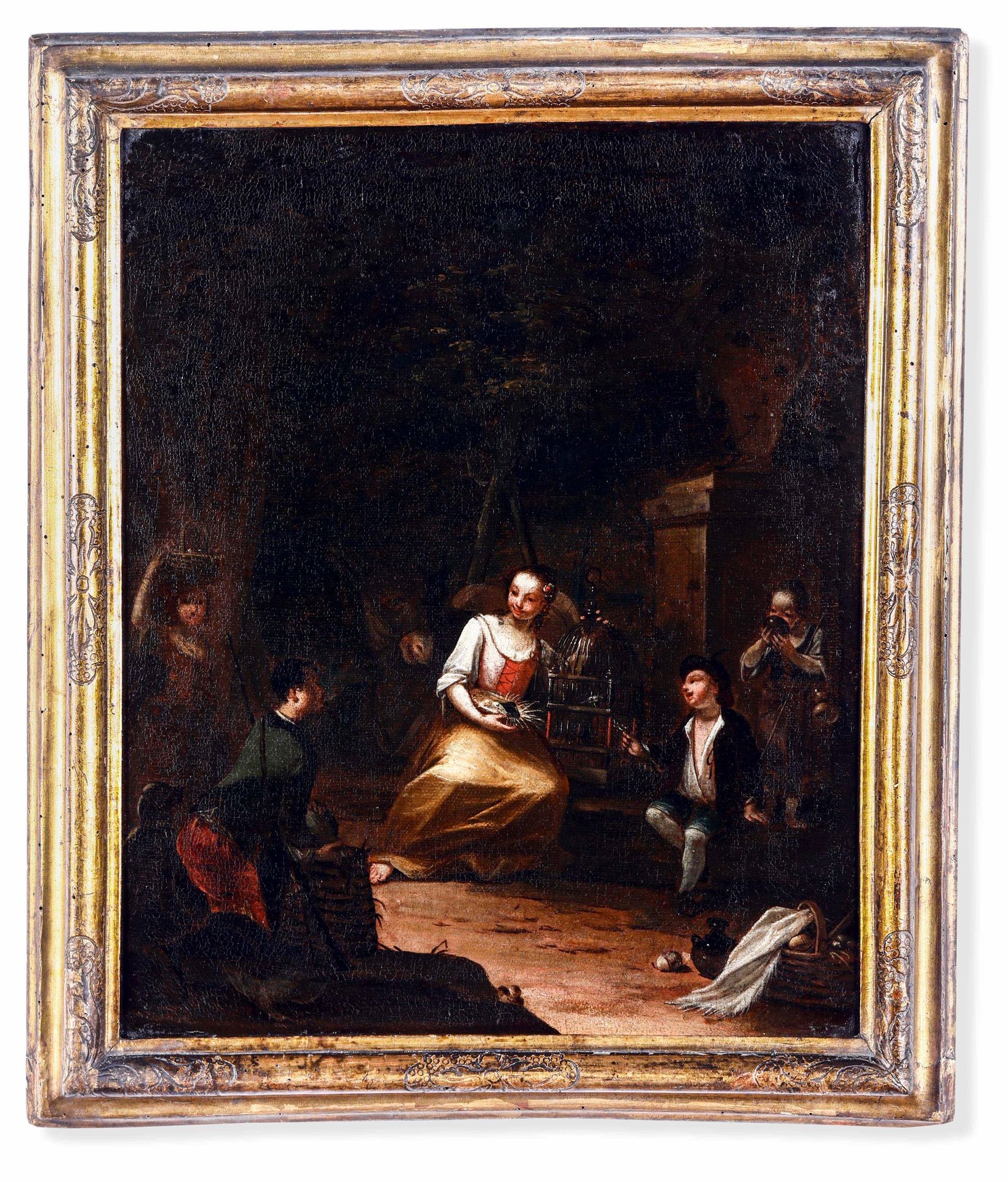 Scuola veneziana del XVIII secolo, Scene di genere pair of oil paintings on canv&hellip;