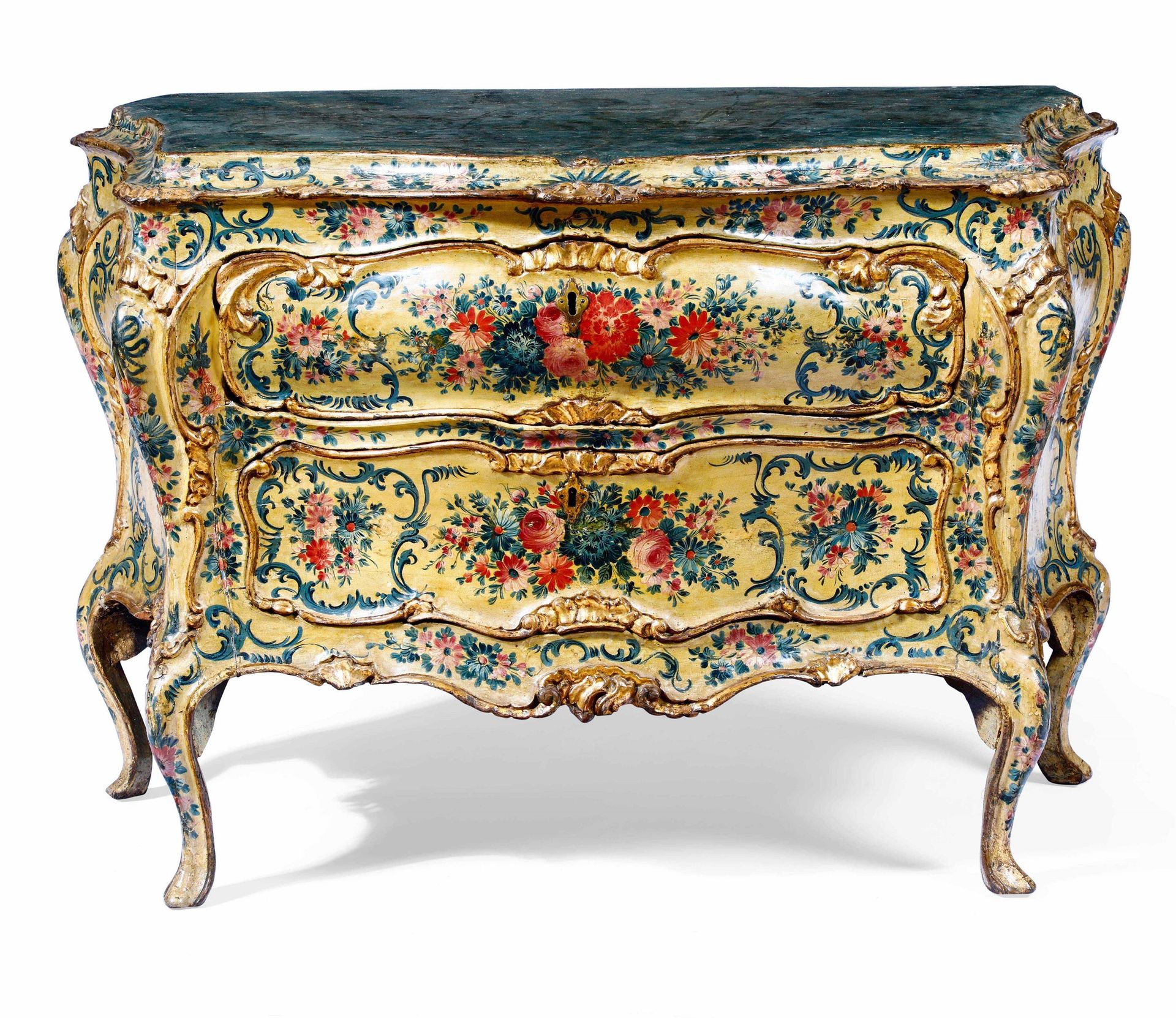 Commode rococò in legno laccato con lumeggiature in oro, Venezia seconda metà XV&hellip;