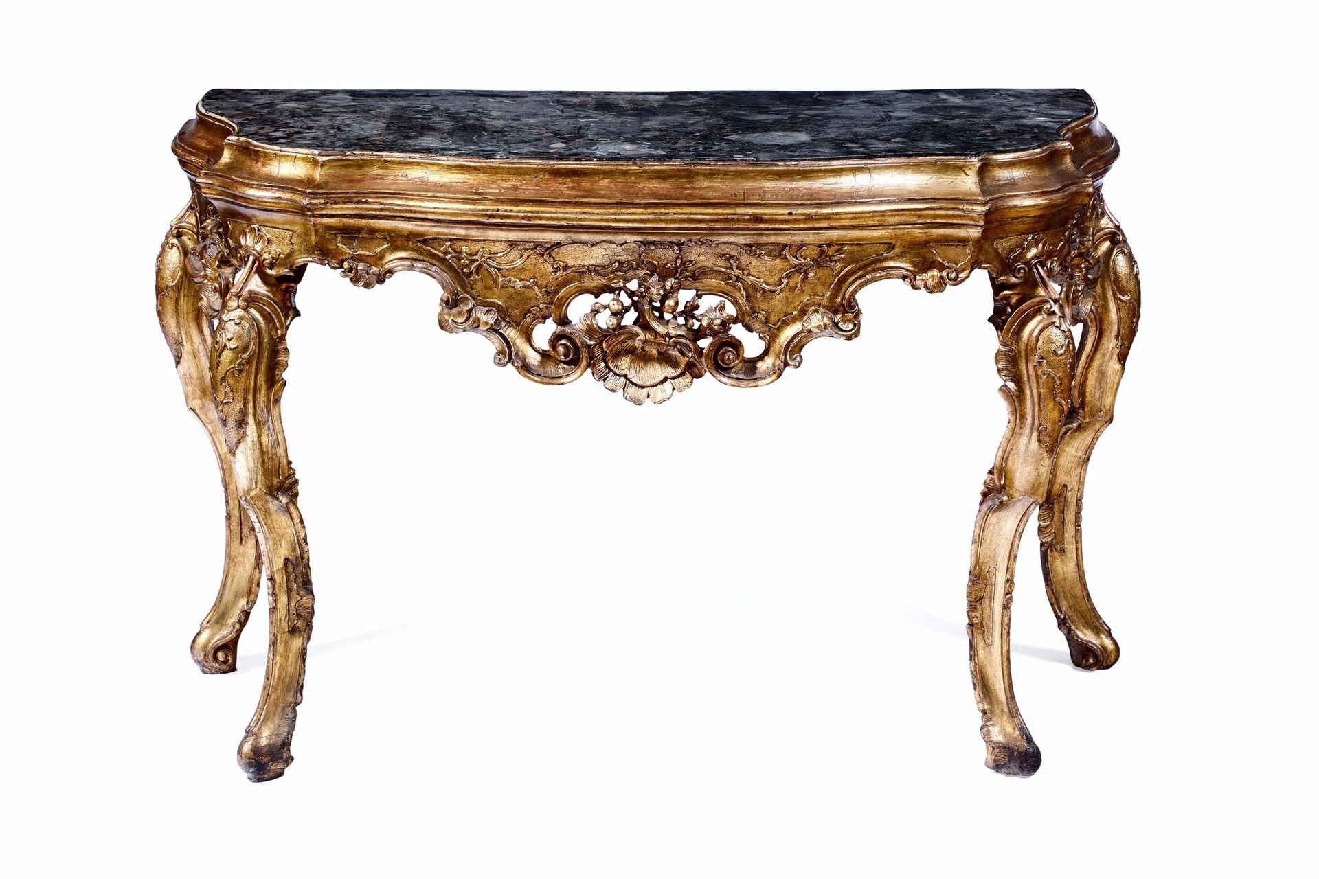 Consolle in legno scolpito e dorato, Venezia metà XVIII secolo, cm 165x77x85 形状的&hellip;