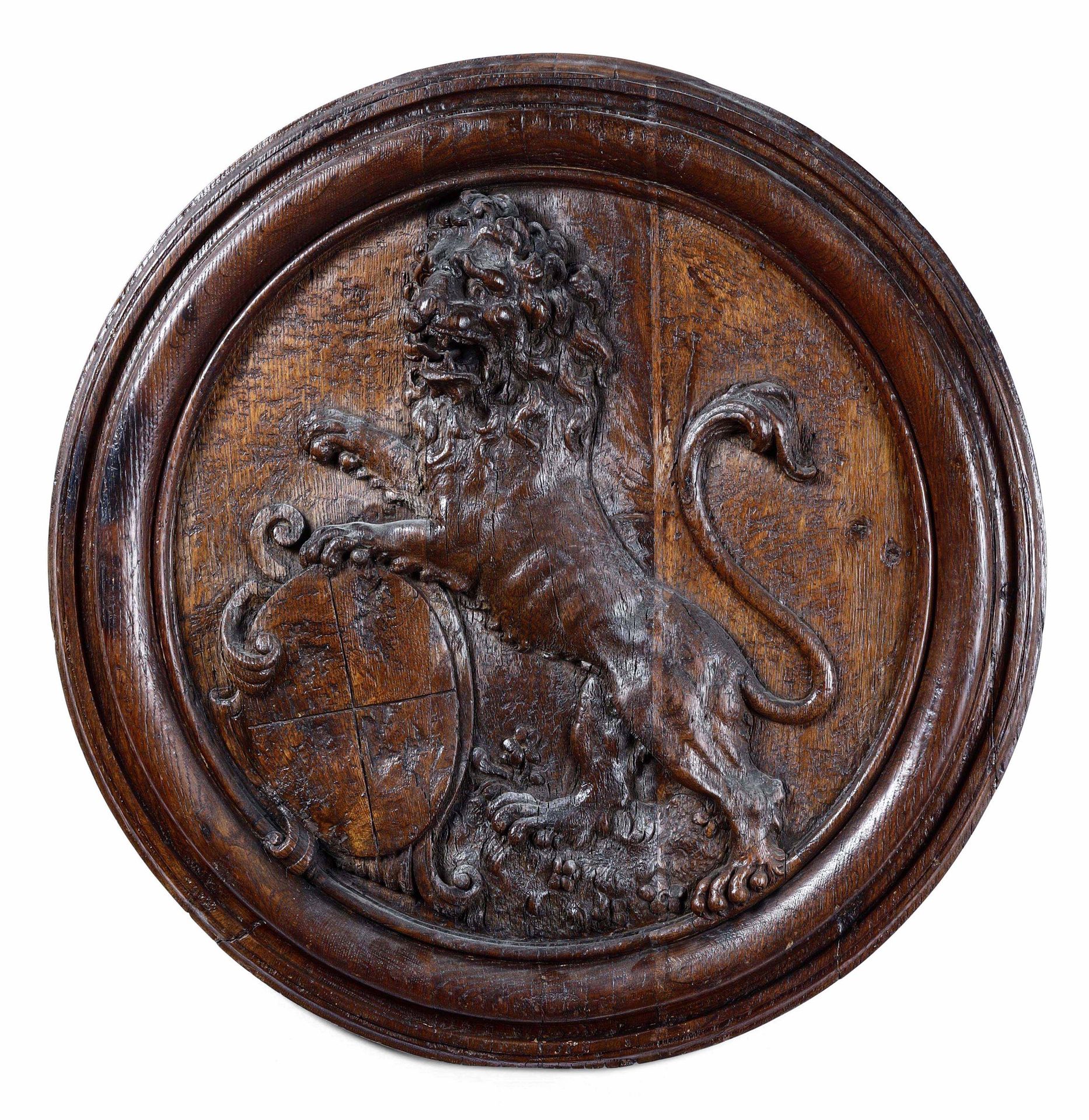 Insegna araldica Rilievo in legno scolpito Arte veneta del XVII secolo , diamete&hellip;