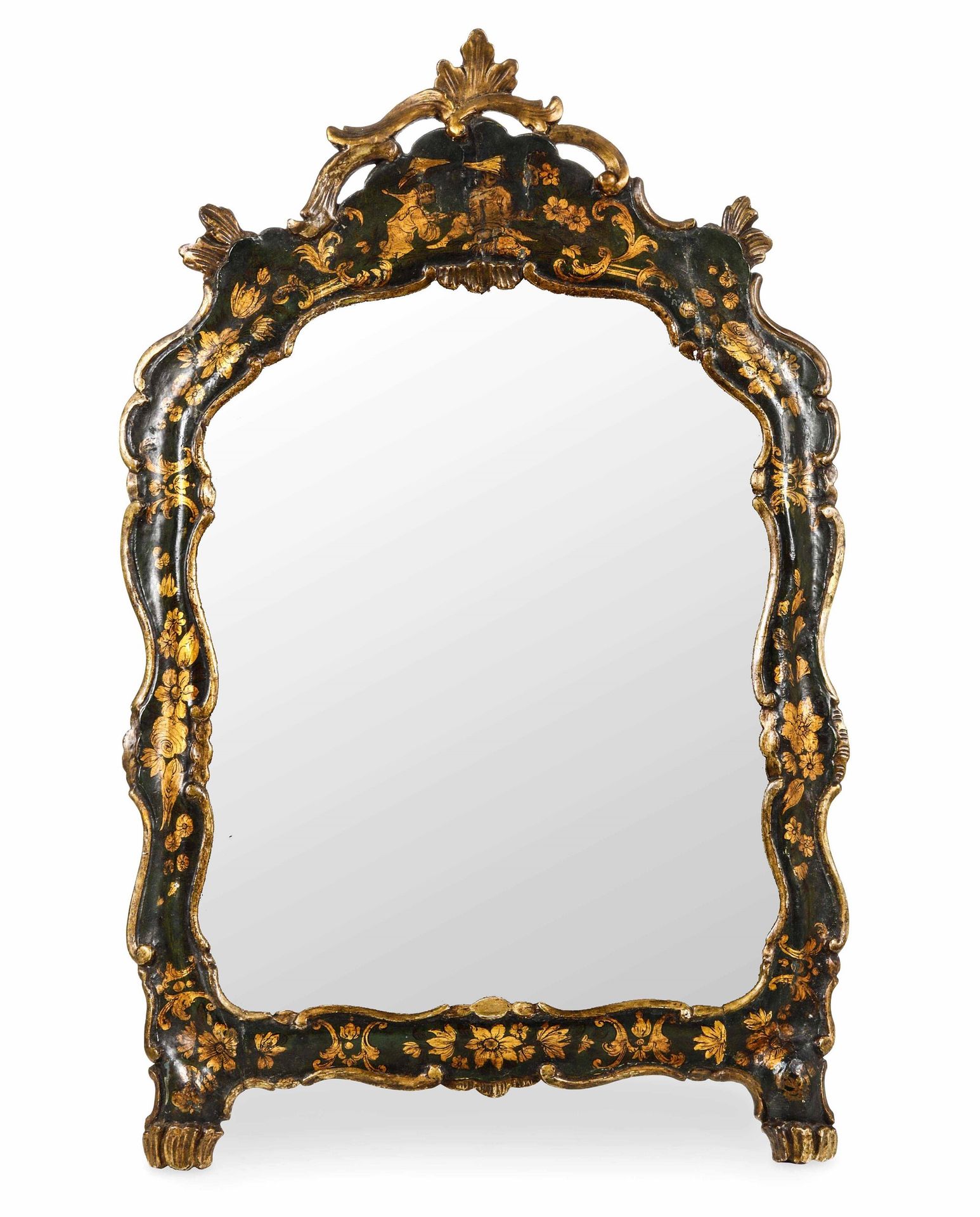 Specchio Legno scolpito, dorato e laccato Arte veneziana del XVIII secolo, cm 26&hellip;
