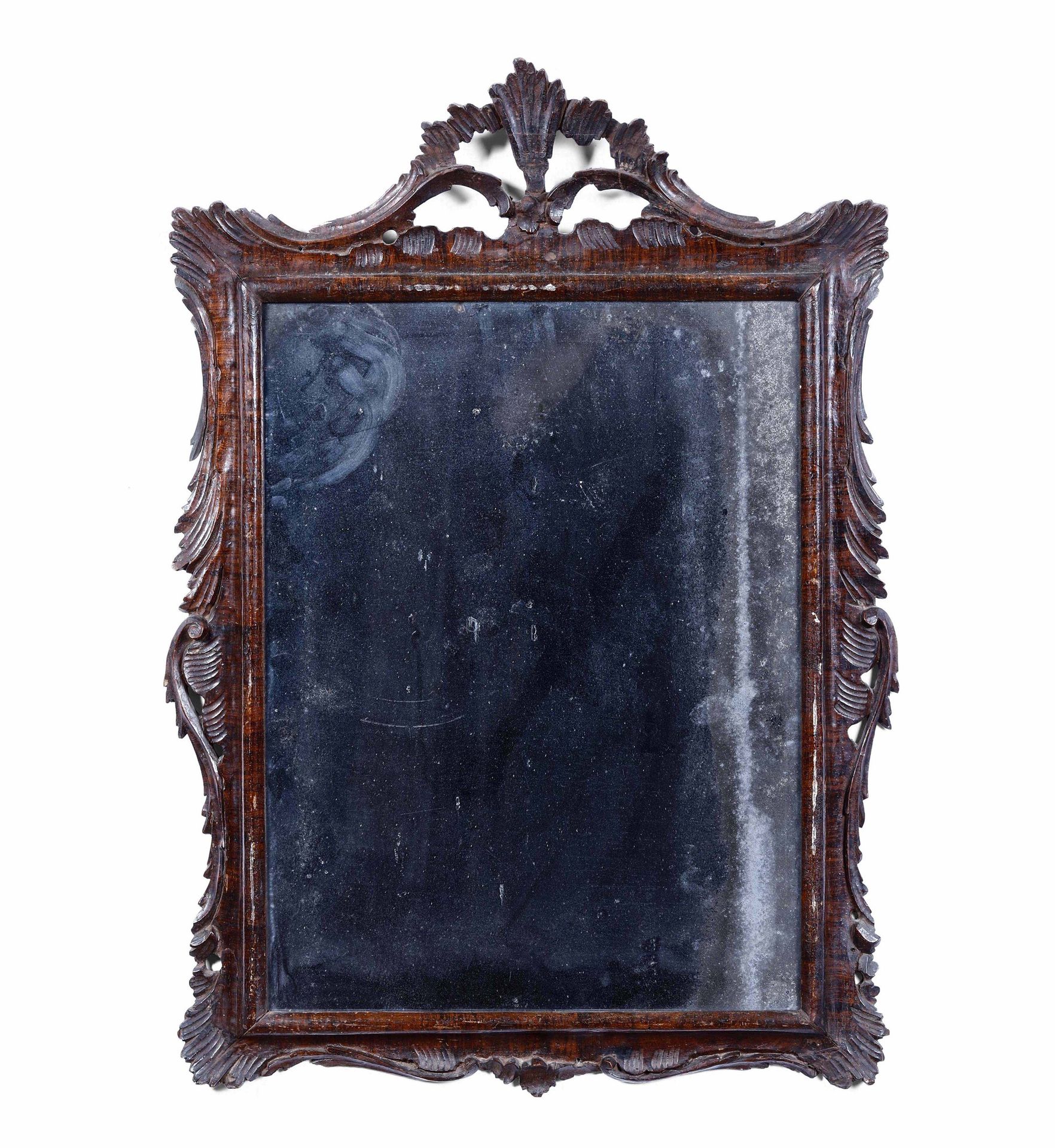 Specchiera in legno scolpito in stile settecentesco, XIX secolo, cm 73x51