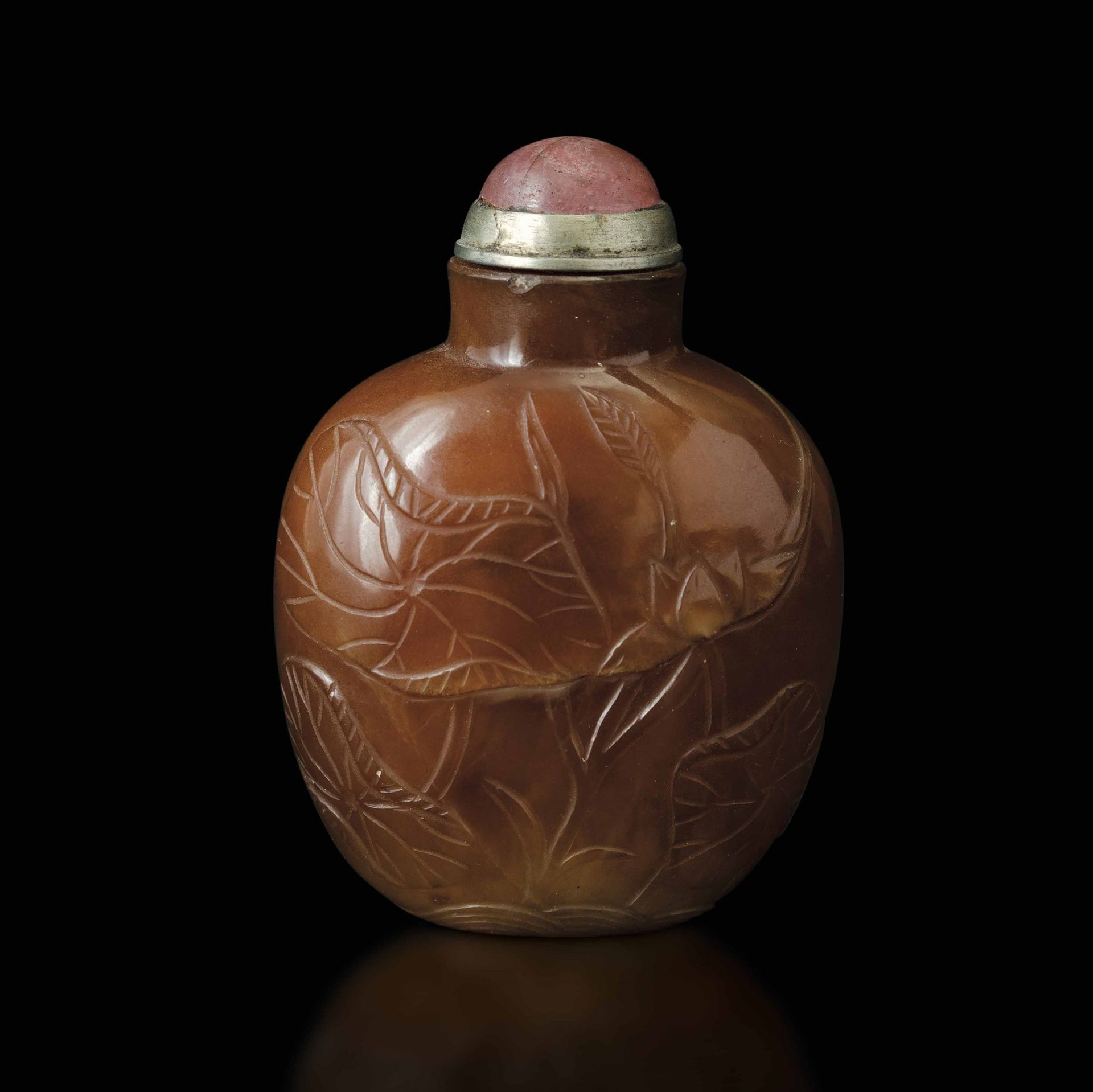 An agate snuff bottle, China, Qing Dynasty, 1800s 高6厘米