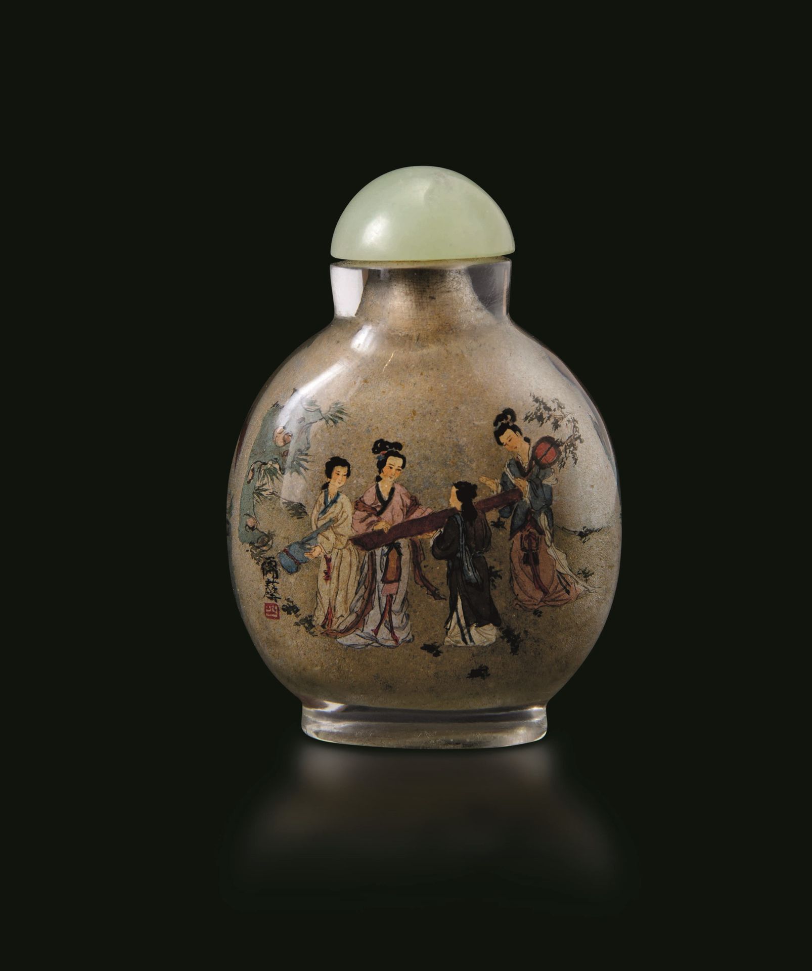 A glass snuff bottle, China, Republic, 1900s H 6cm