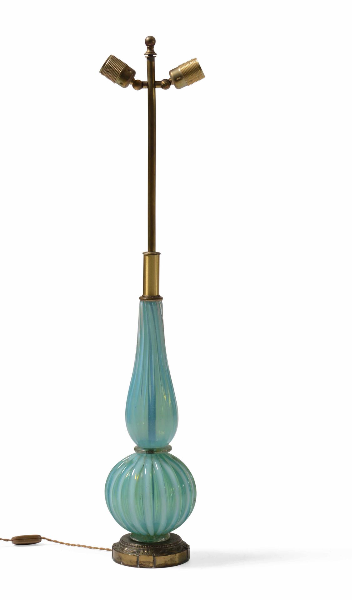Lampada con struttura in ottone e vetro di Murano a foglia oro., Prod. Italie, c&hellip;