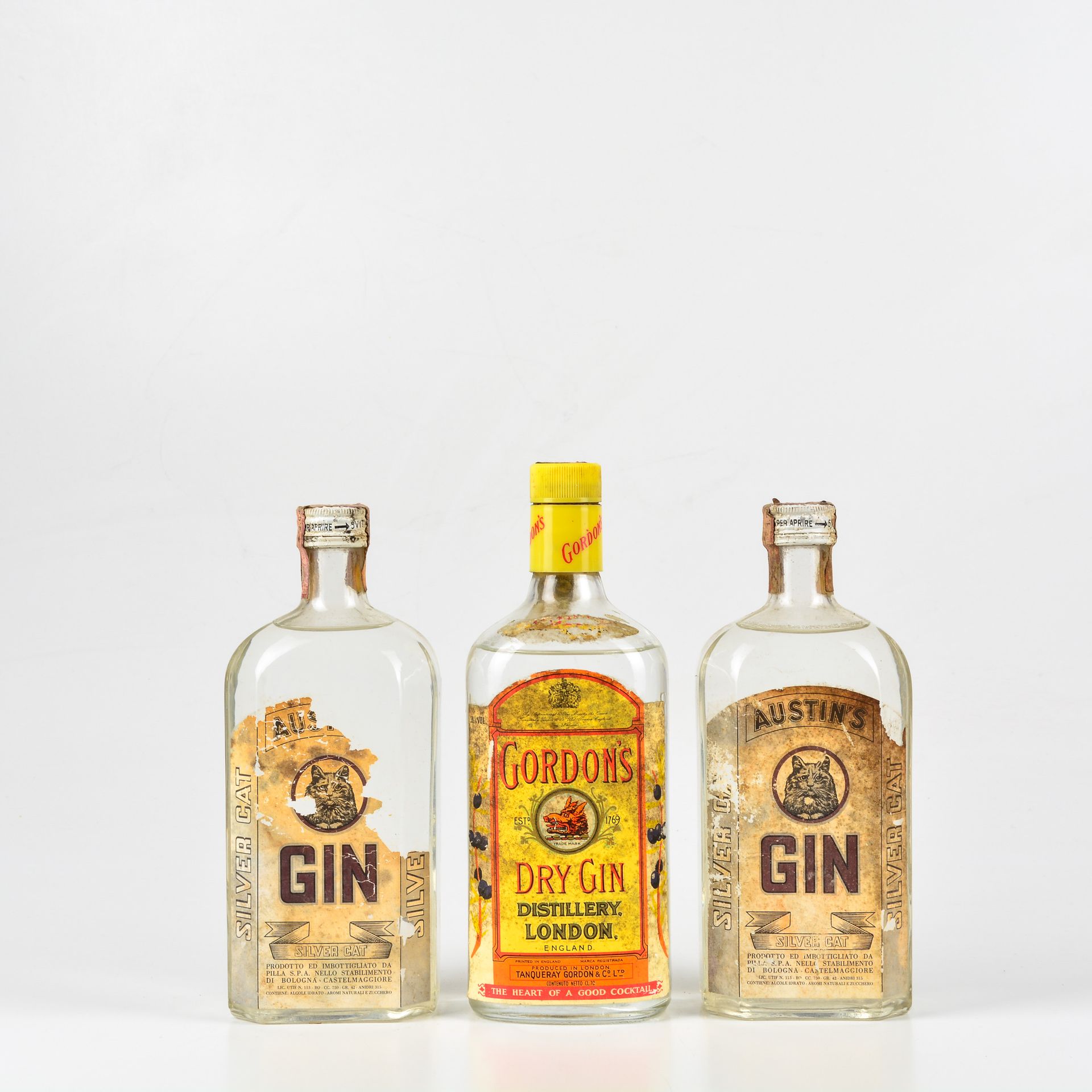 Austin's, Gin Silver Cat Gordon's, Dry Gin, (3 Bts) Gordon's 38% 1 Bt TS Austin'&hellip;
