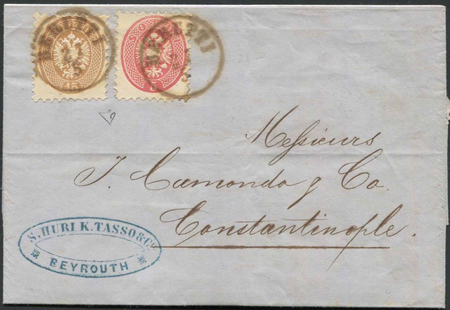 Levante austriaco. Lettere da Beirut per Costantinopoli del 27 maggio 1866,, Aff&hellip;