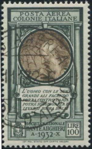 1932, Regno d’Italia, Posta Aerea,, 100 lires "Dante Alighieri" (S.P.A.41) spéci&hellip;