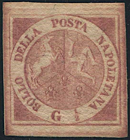 Regno di Napoli. 1/2 gr. Rosa chiaro (S.1) del 1858., Très frais et avec la gomm&hellip;