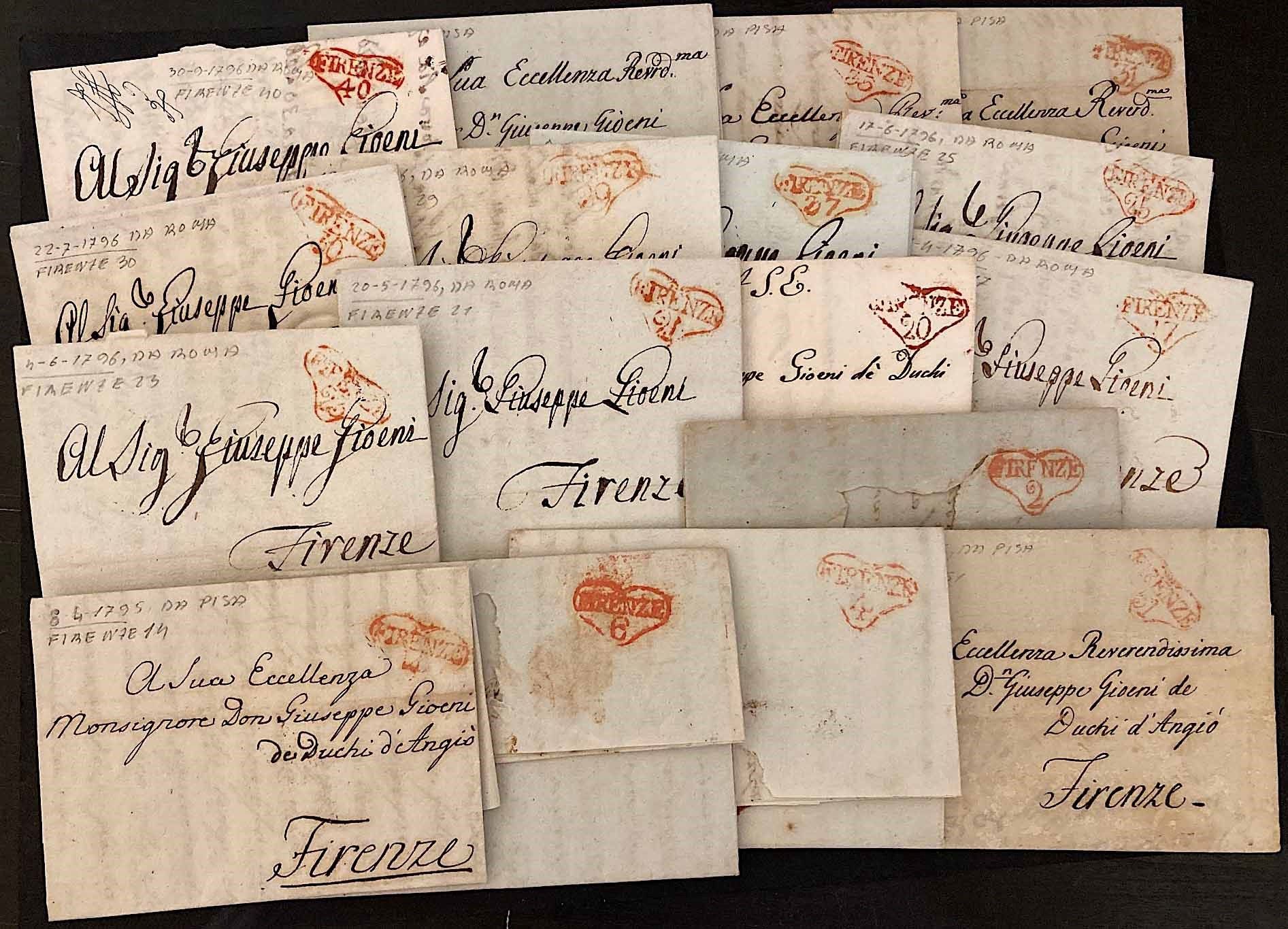 Toscana. 17 lettere del periodo 195/1797, 8 provenienti da Pisa e 9 da Roma per &hellip;