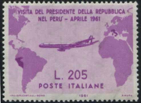 1961, REPUBBLICA ITALIANA, visita del Pres. Gronchi in Sud-America,, Lire 205 (S&hellip;