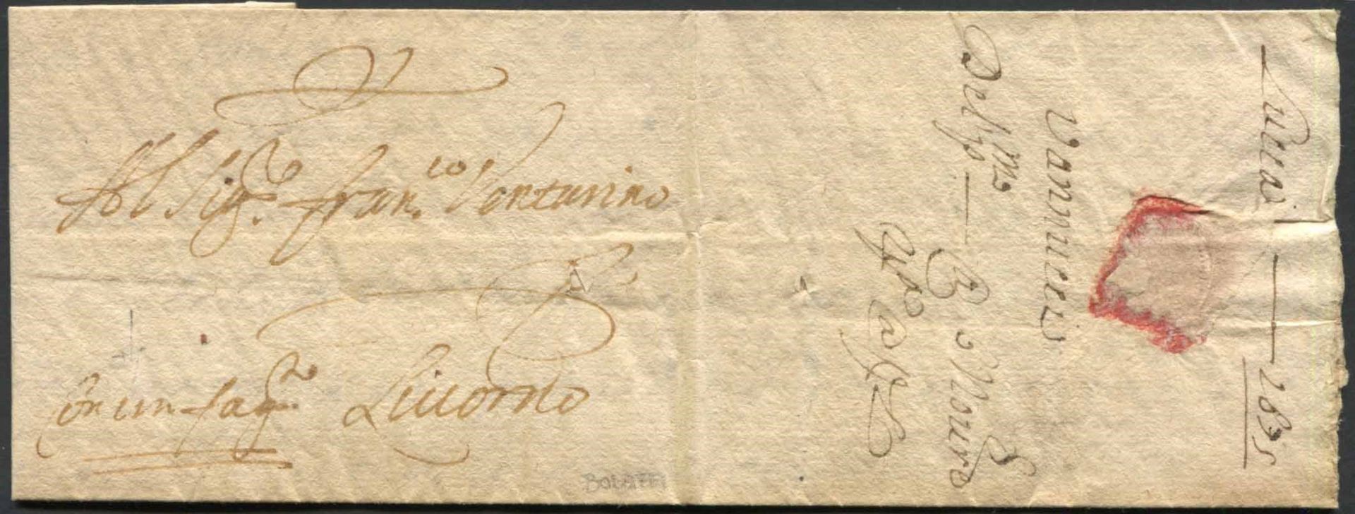 Lettera da Lucca per Livorno del 1 novembre 1675., Portant la mention sur la pag&hellip;