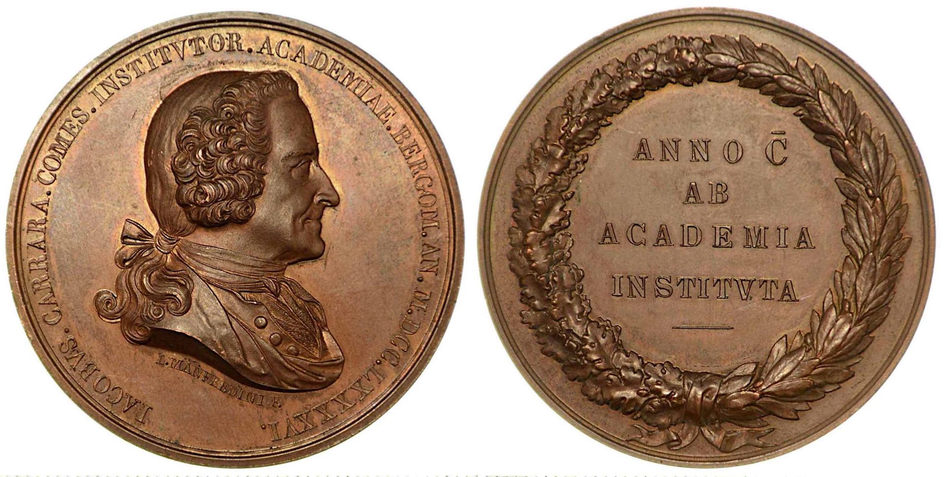 BERGAMO. Giacomo Carrara, 1714-1796., Medaglia in bronzo 1896. Centenario della &hellip;