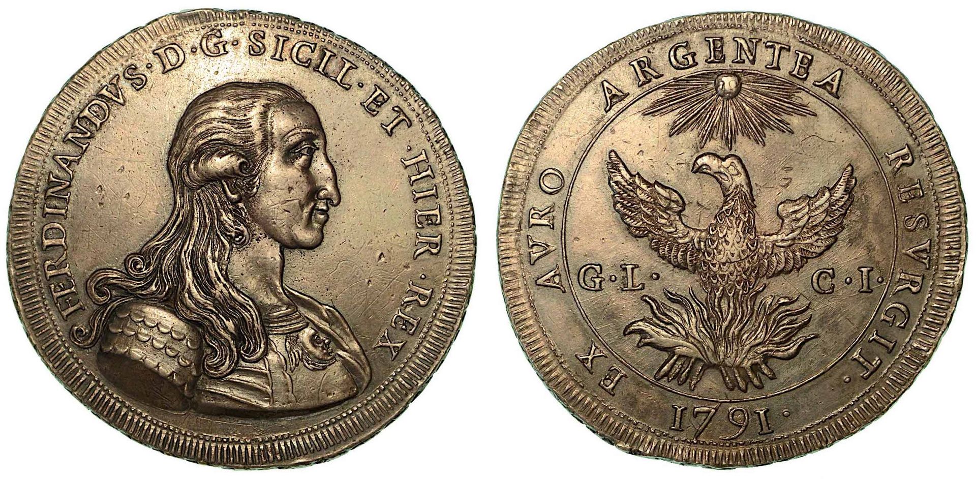 PALERMO. Ferdinando III di Borbone, 1759-1816., Oncia da 30 Tarì 1791. FERDINAND&hellip;
