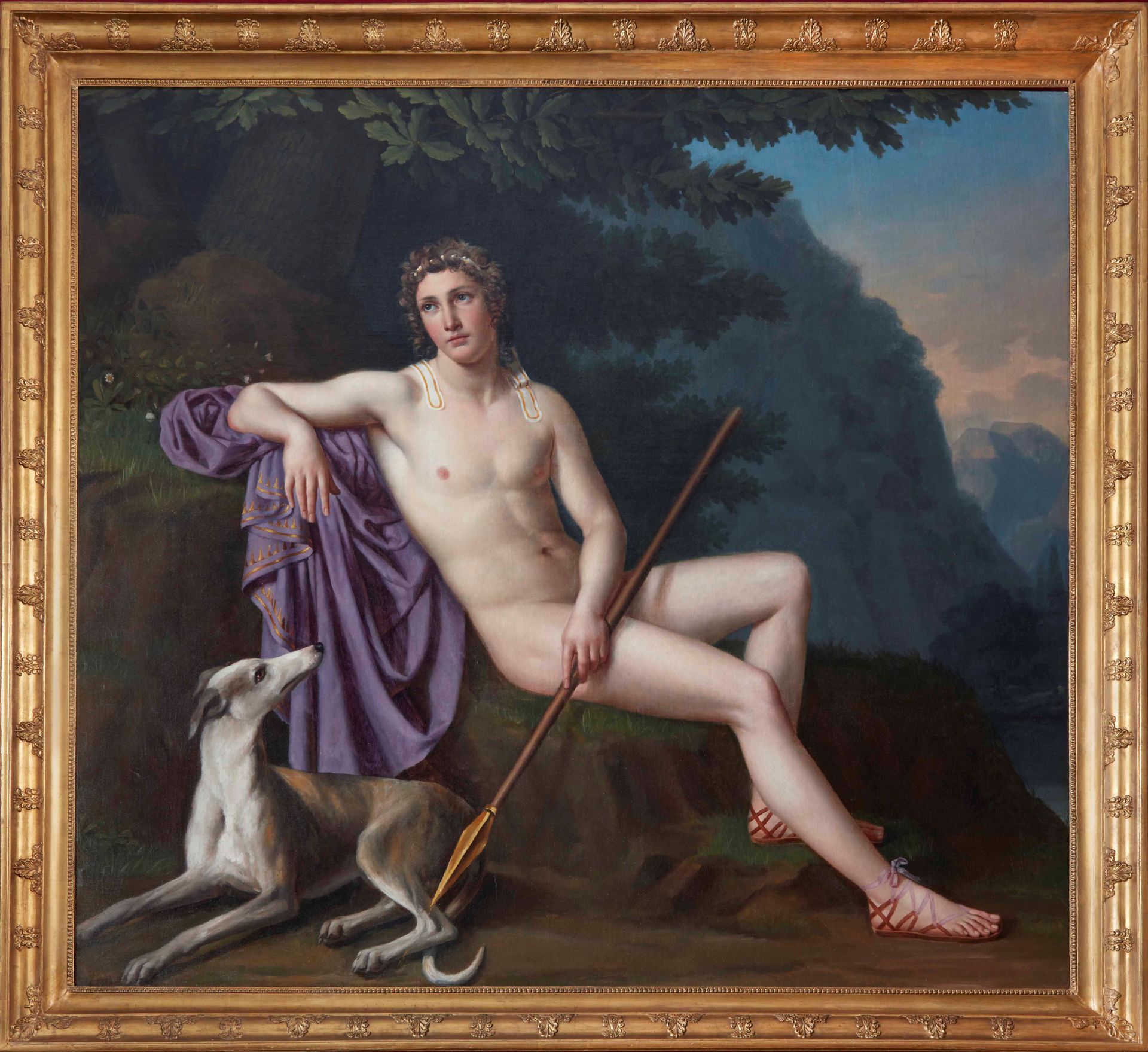 Sophie Rude (1797 Digione -1867 Parigi), Adone 在镀金框架内，布面油画，宽178 - 高166厘米，伯纳德-斯坦尼&hellip;
