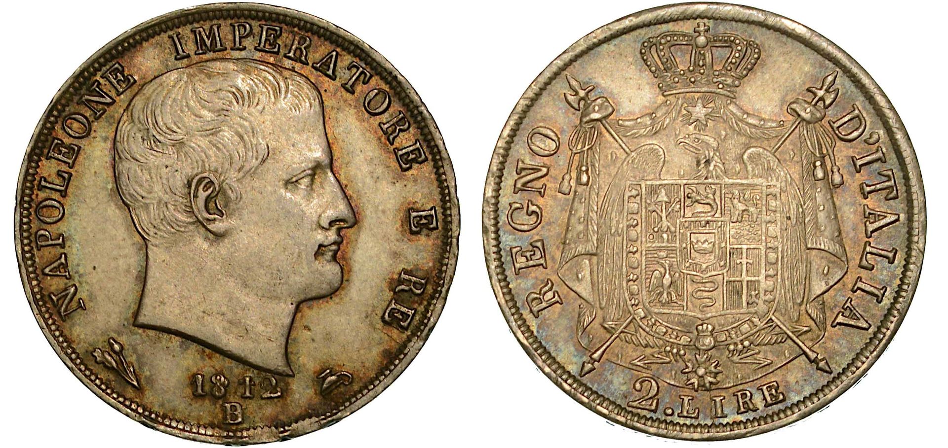 Monete di zecche italiane BOLOGNA. NAPOLEON I, 1805-1814. 2 Lira 1812.
Tête d. R&hellip;